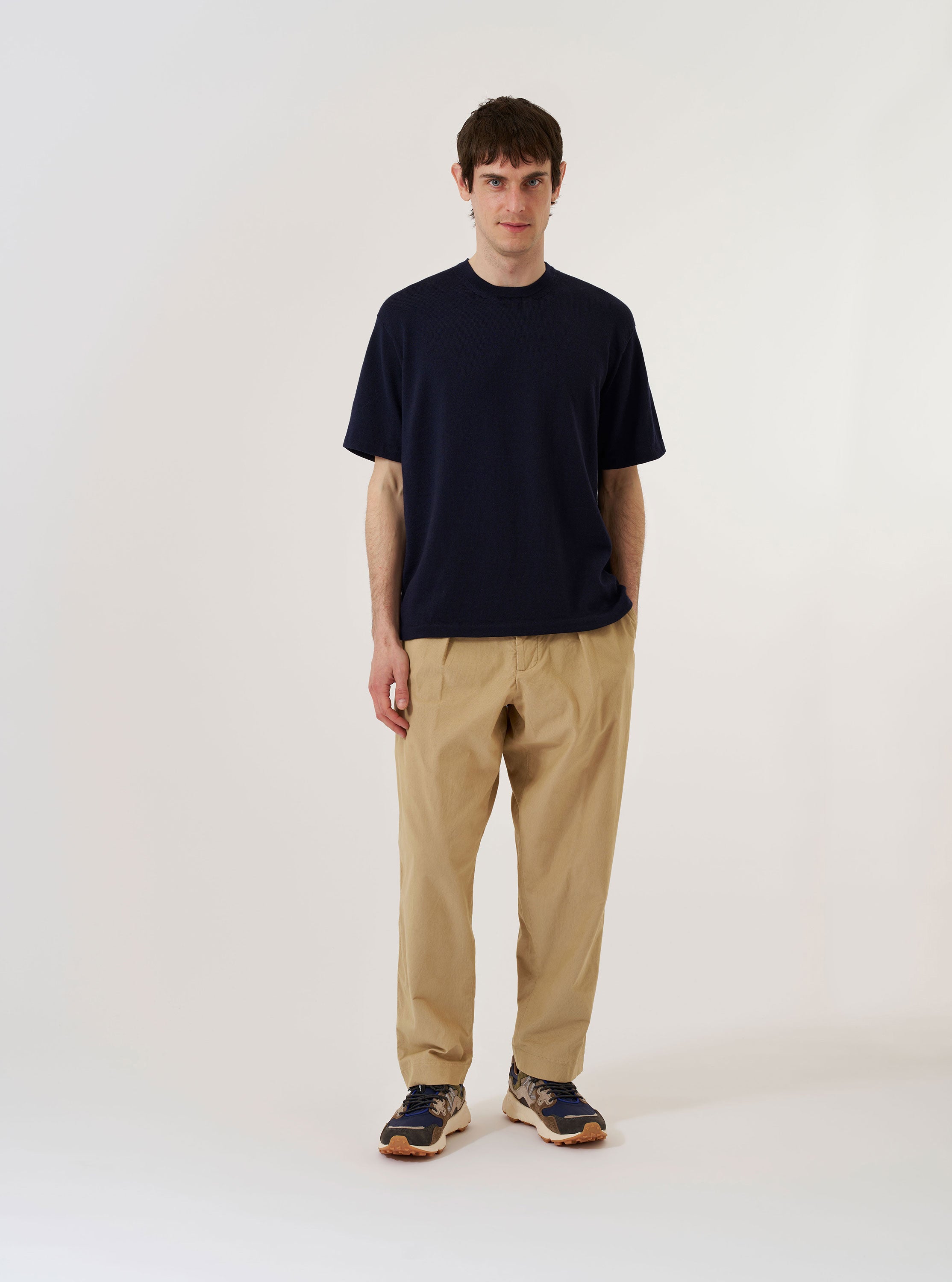 Men's Navy Merino Fine Knit Knit Tee – Universal Works