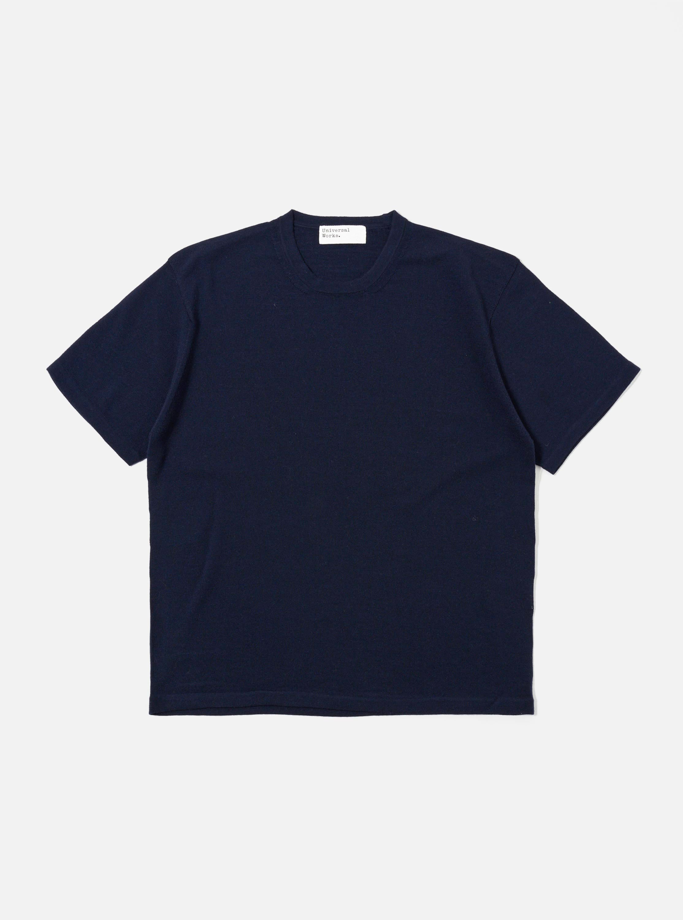 Men's Navy Merino Fine Knit Knit Tee – Universal Works