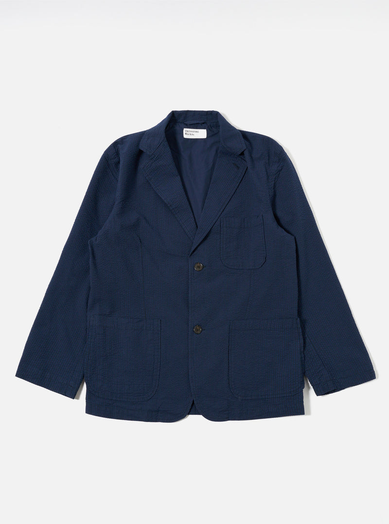 Navy Derby Stripe Two Button Jacket