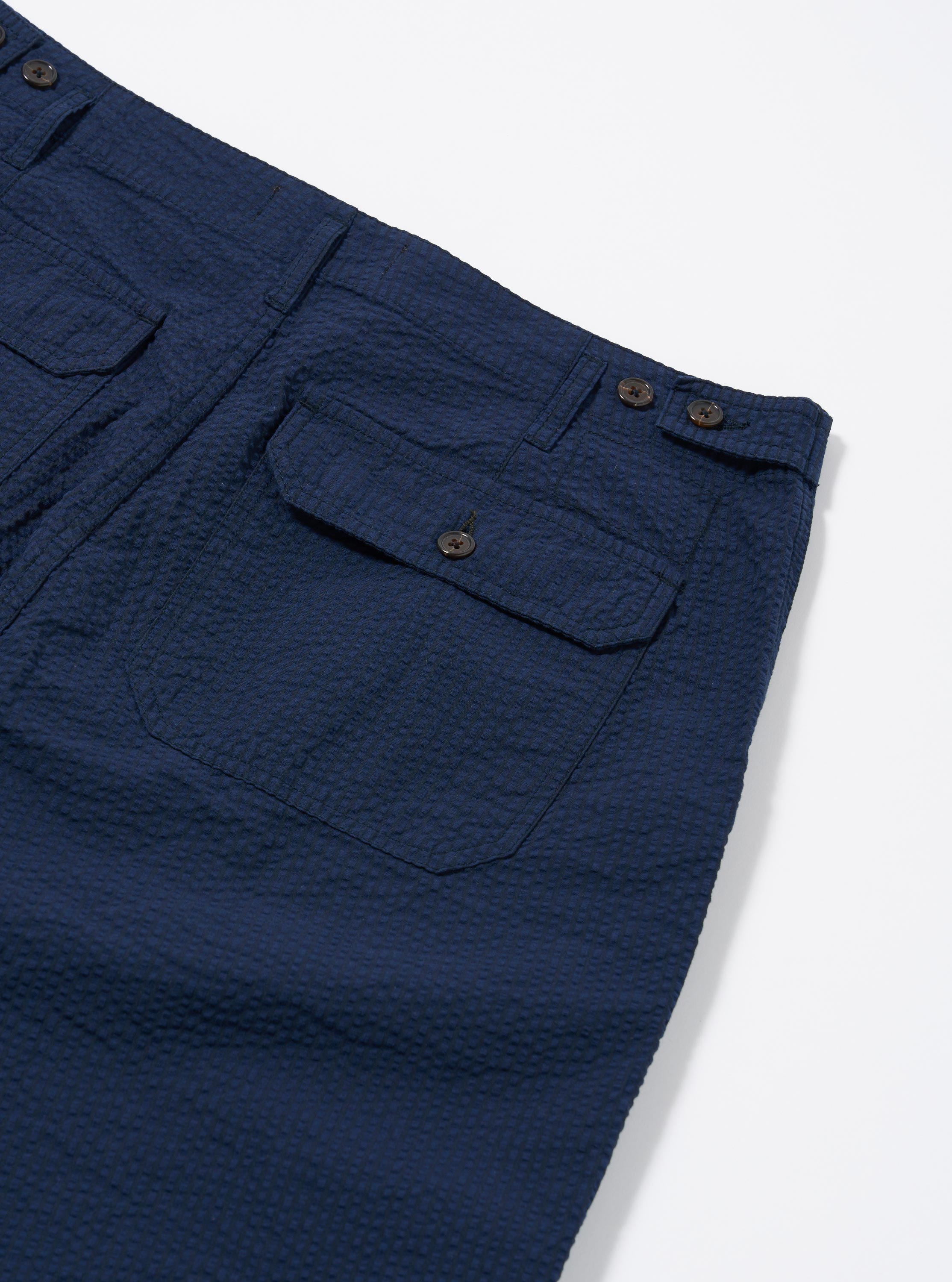 Men's Navy Seersucker Striped Clean Short – Universal Works