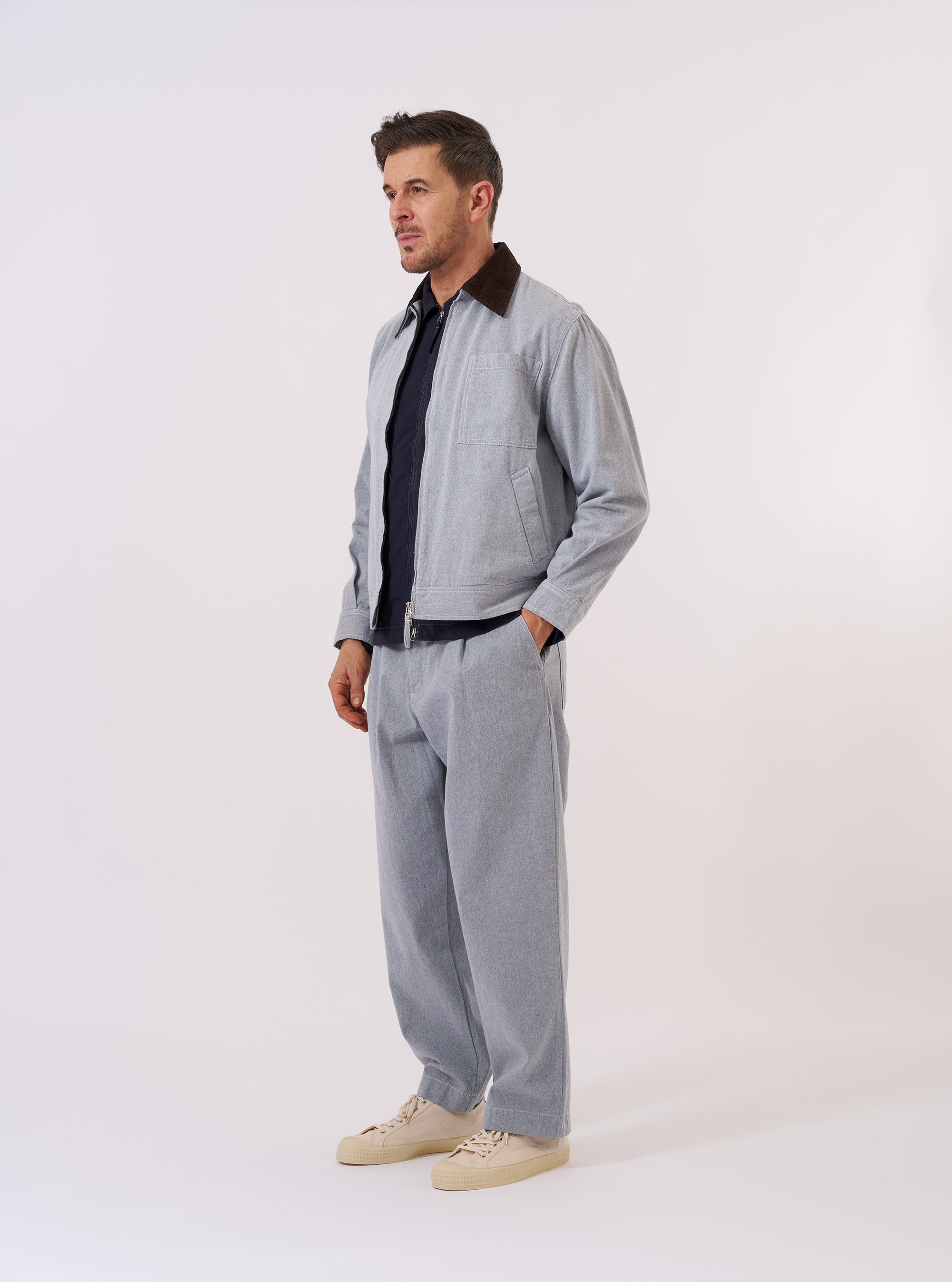 Light Indigo Jean Cloth Reworked Rose Bowl Jacket