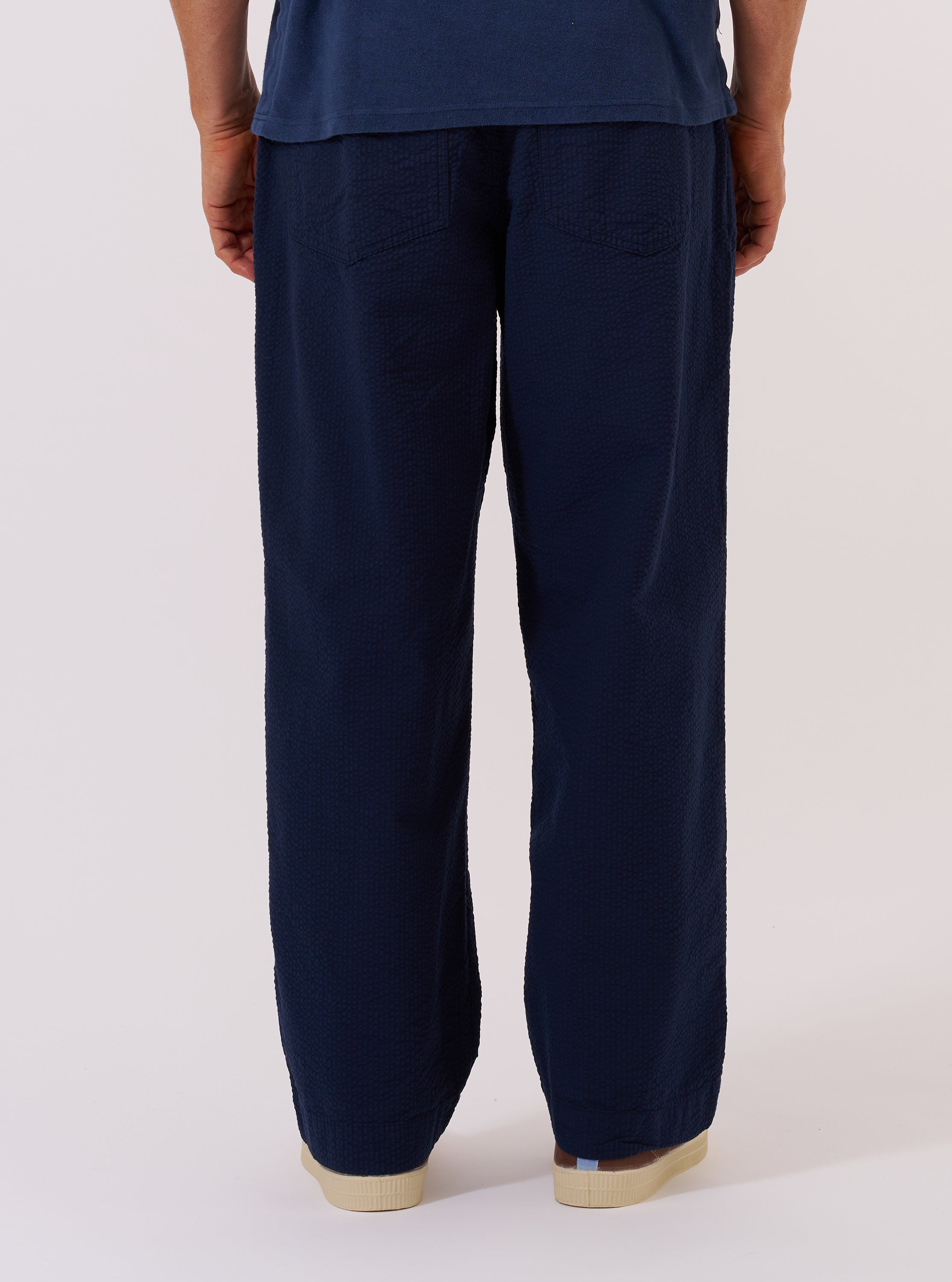 Men's Navy Derby Stripe Oxford Pant – Universal Works Men's Navy Derby Stripe Oxford Pant – Universal Works