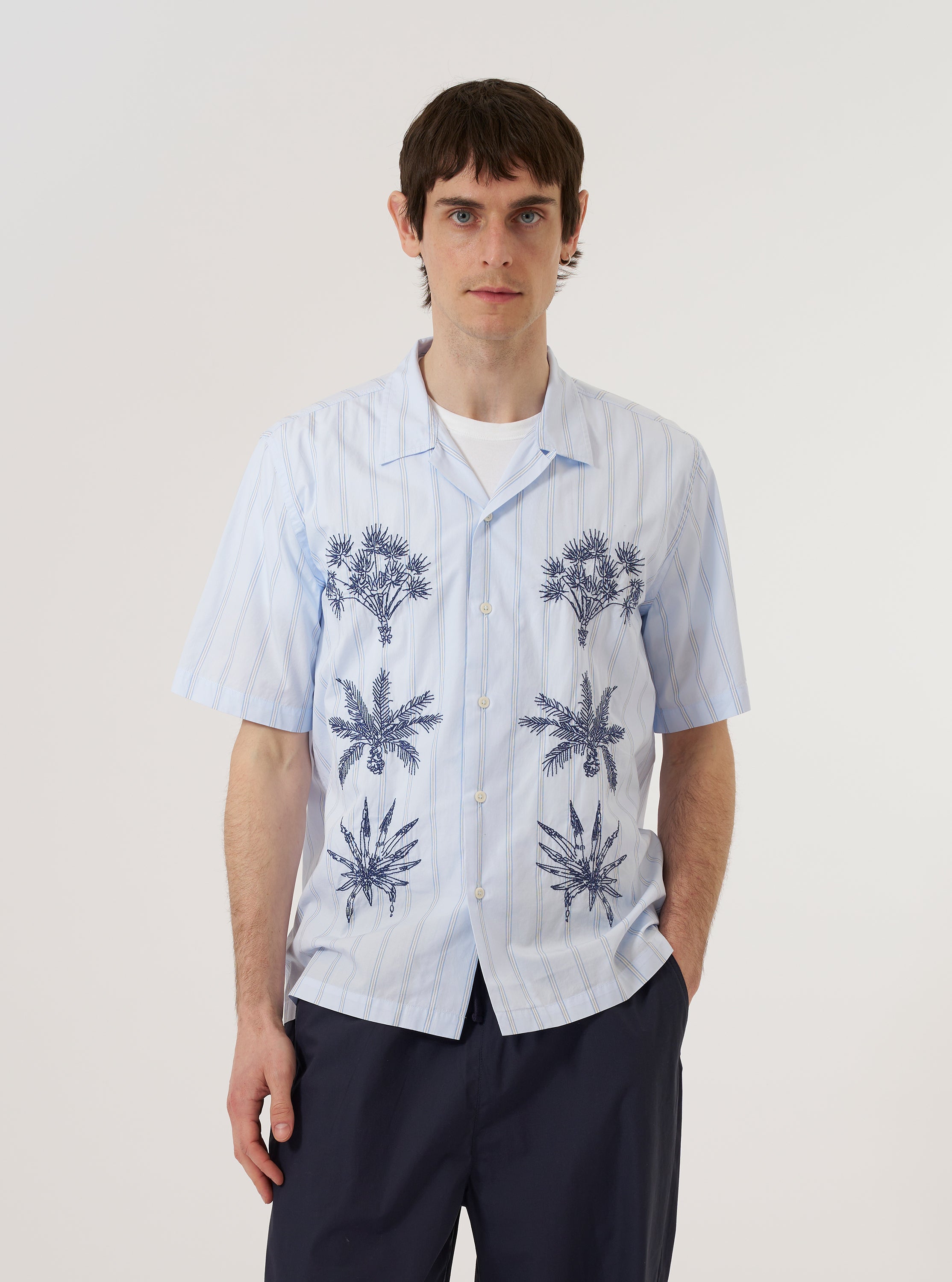 Men's Soft Blue Mc Stripe Road Trip Shirt – Universal Works