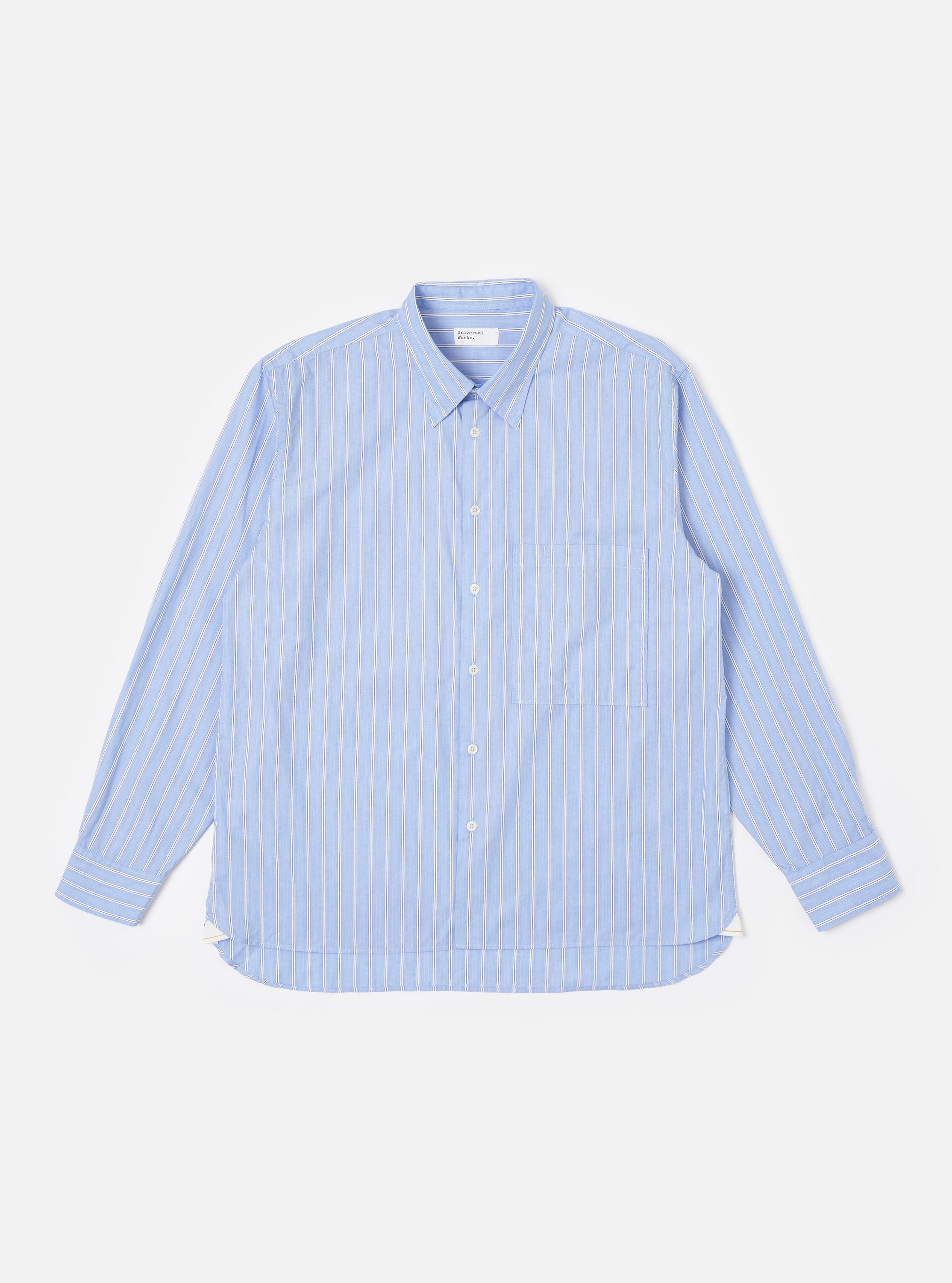 トップス Stripe Pocket Shirts I/BLU Men's Blue Striped Square Pocket Shirt – Universal Works