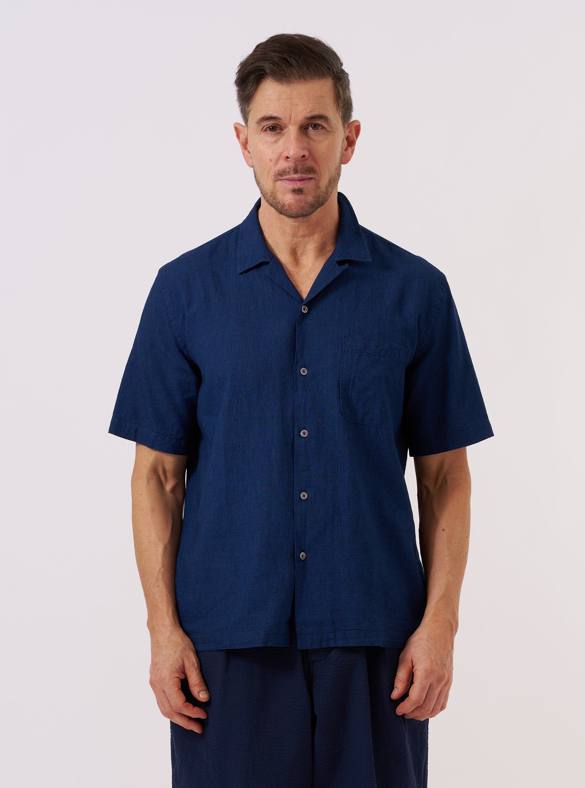 Men's Indigo Lincot Denim Road Shirt Universal Works Men's Indigo Lincot Denim Road Shirt Universal Works