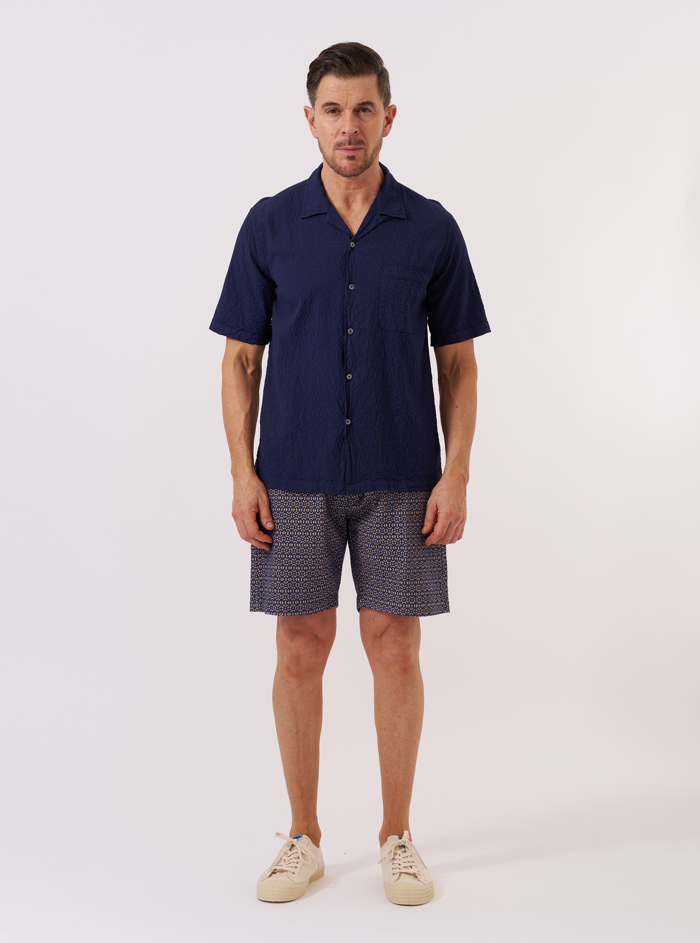 【専用】Audire Shoreline blouse(Navy)S Men's Navy Arten Seersucker Road Shirt – Universal Works