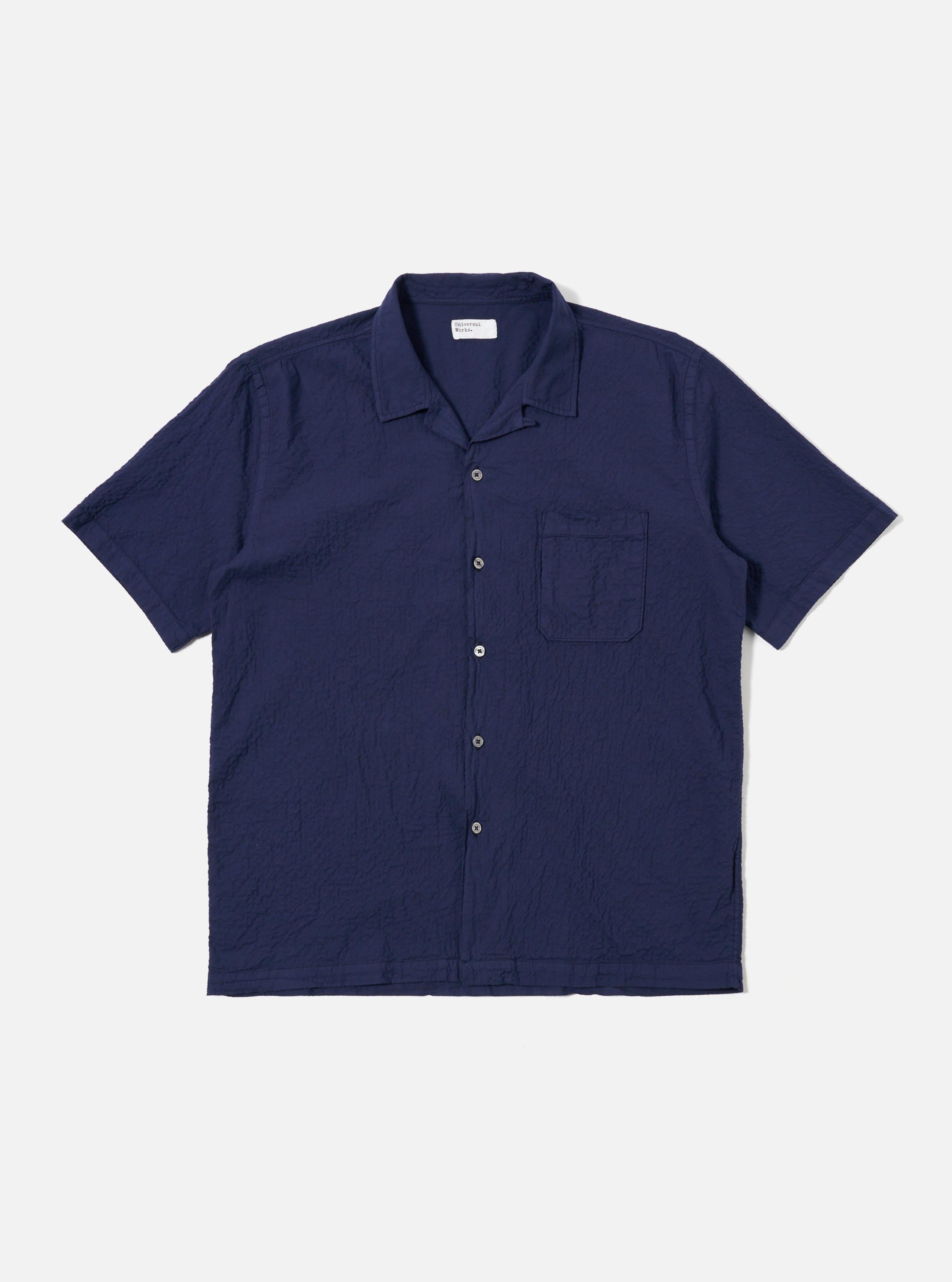 Men's Navy Arten Seersucker Road Shirt – Universal Works