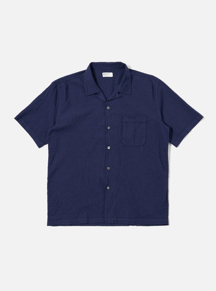 Men's Navy Arten Seersucker Road Shirt – Universal Works