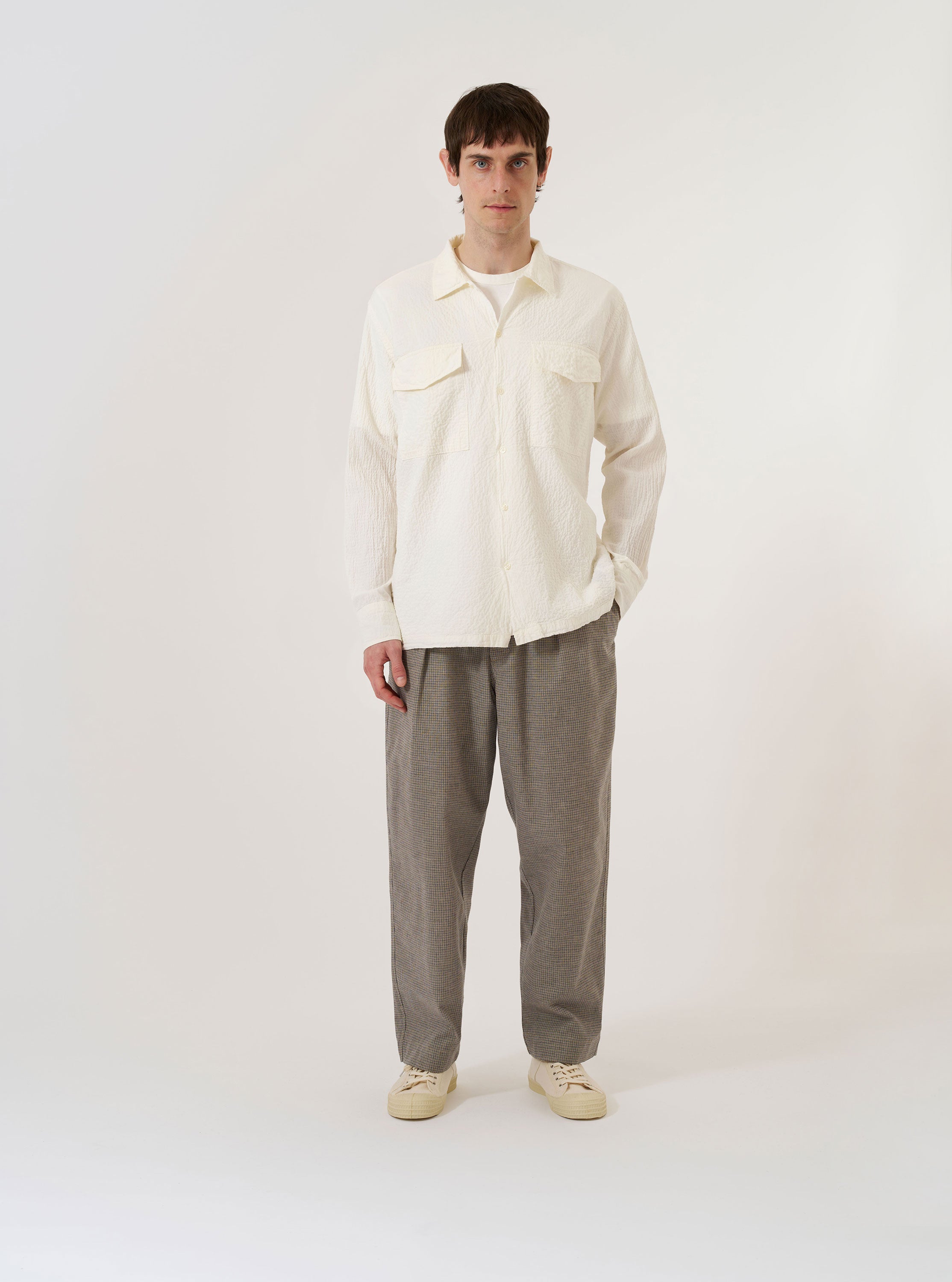 Men's Ecru Arten Seersucker Attendant Shirt – Universal Works
