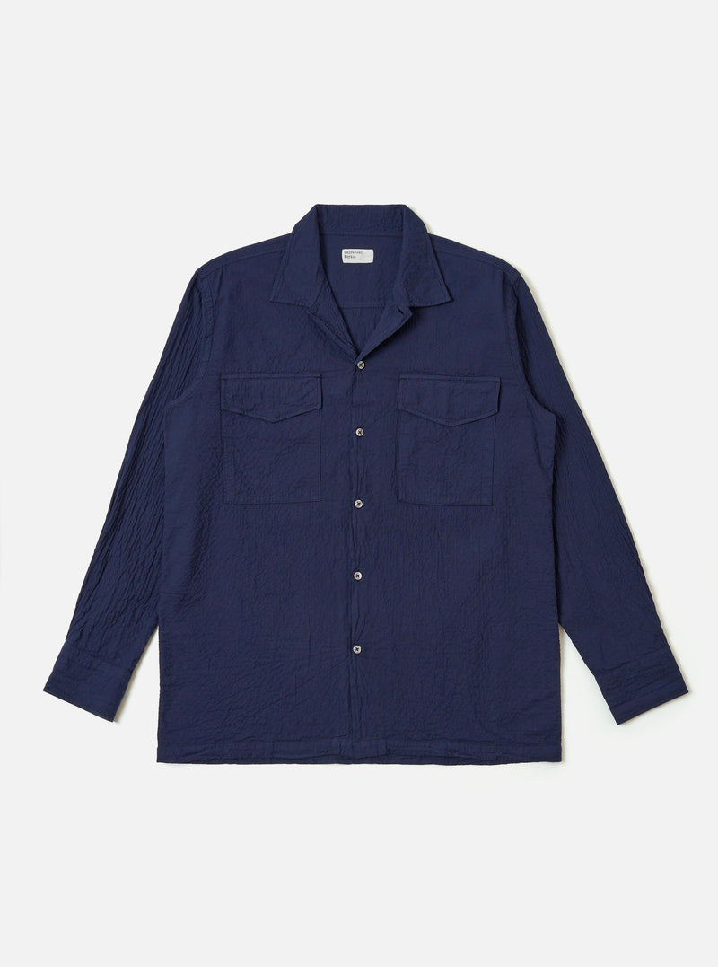 Navy Arten Seersucker Attendant Shirt