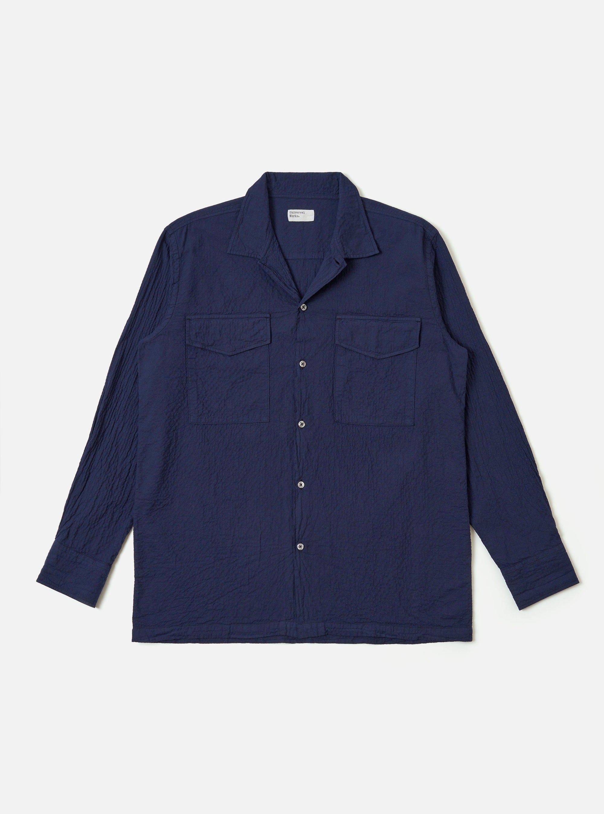 Navy Arten Seersucker Attendant Shirt