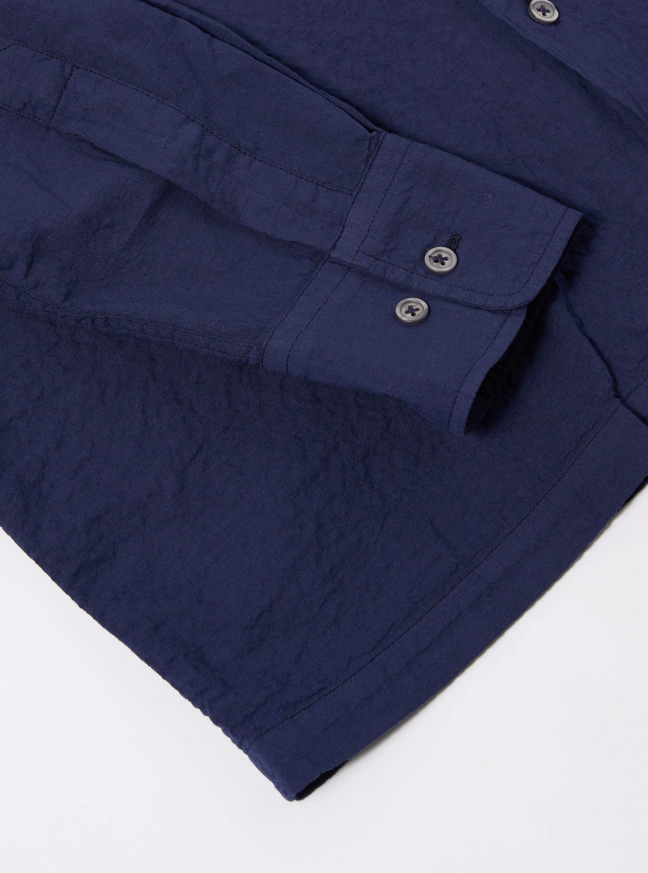Men's Navy Arten Seersucker Attendant Shirt – Universal Works