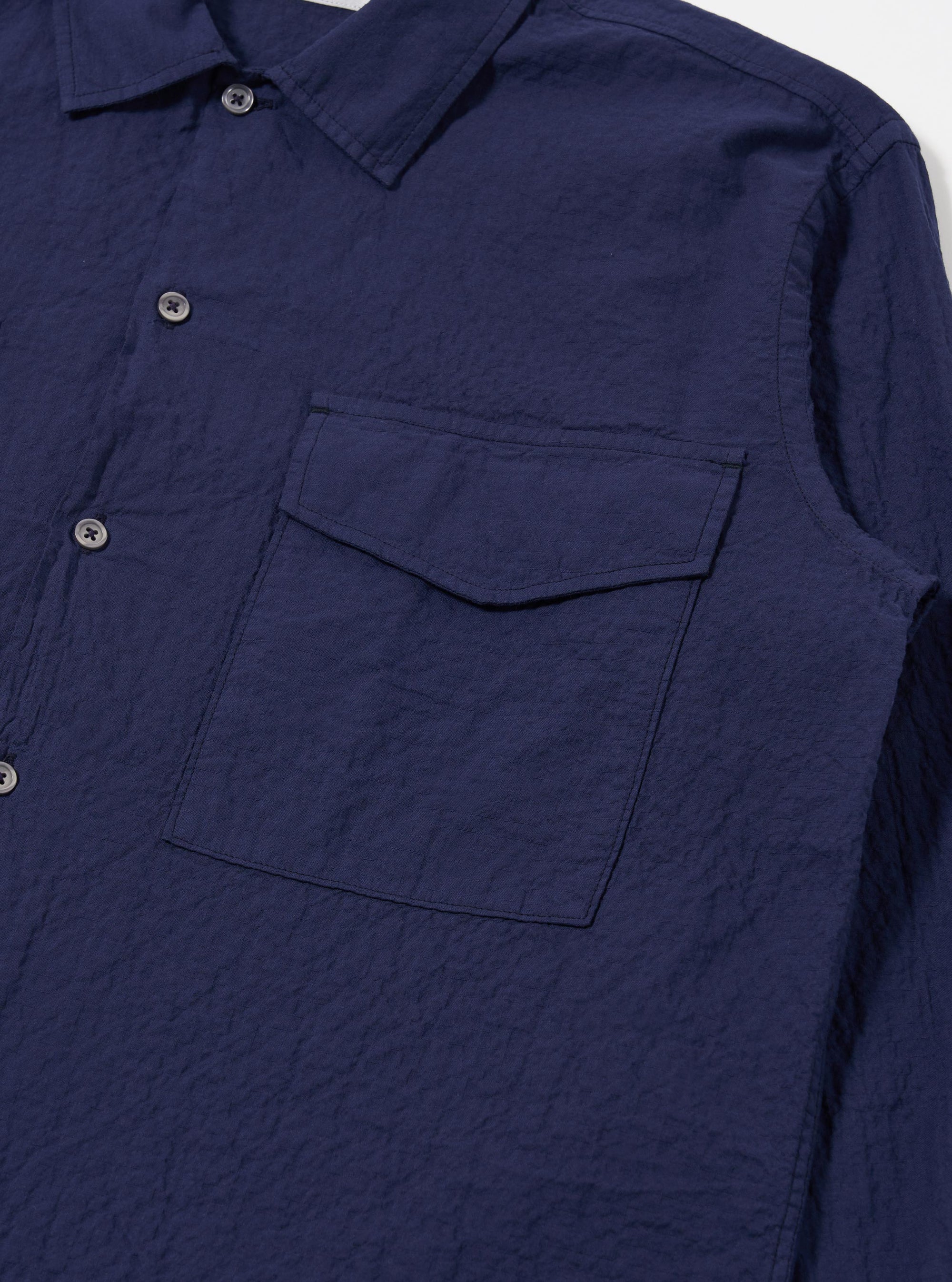 Navy Arten Seersucker Attendant Shirt