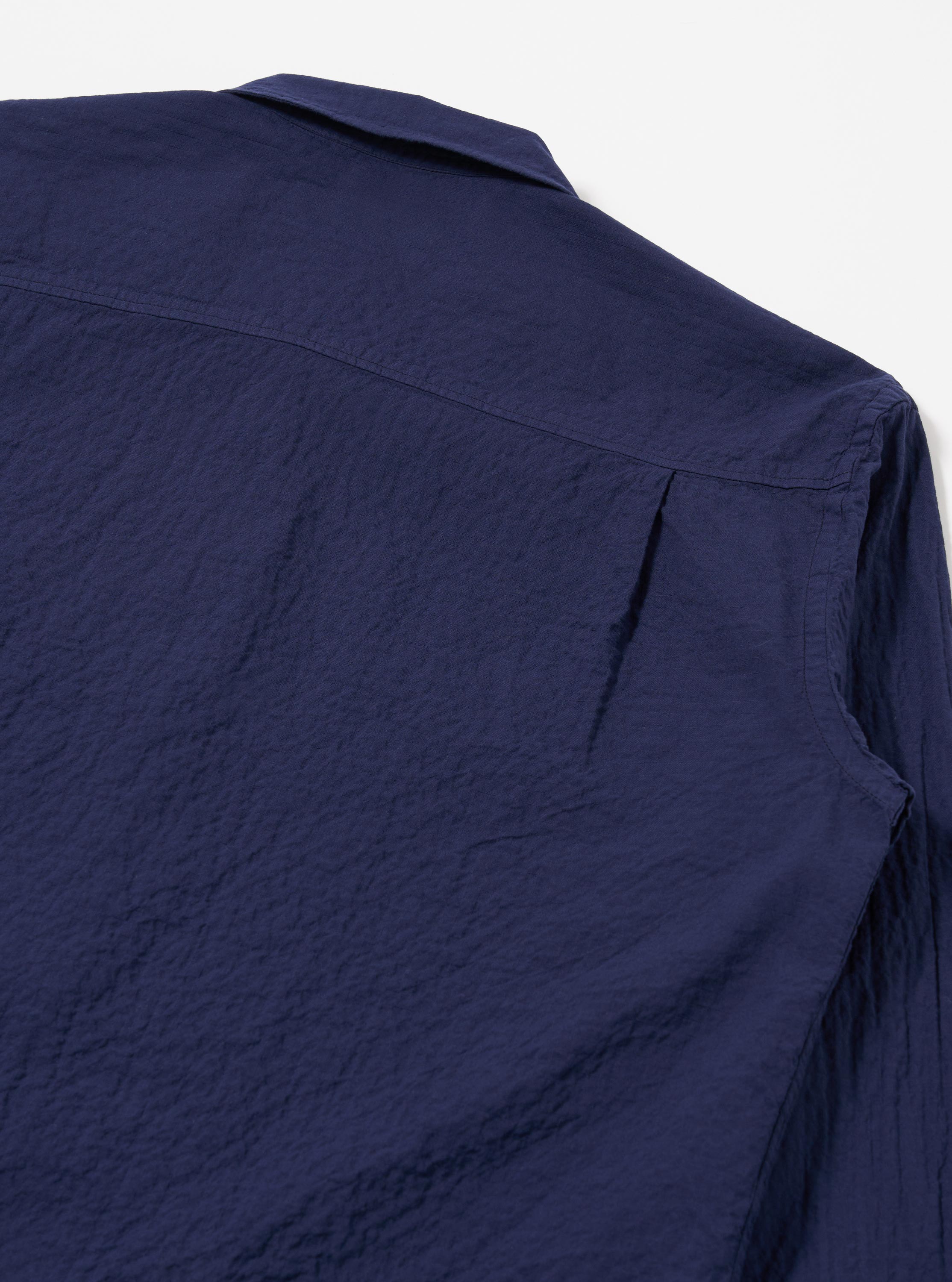 Men's Navy Arten Seersucker Attendant Shirt – Universal Works