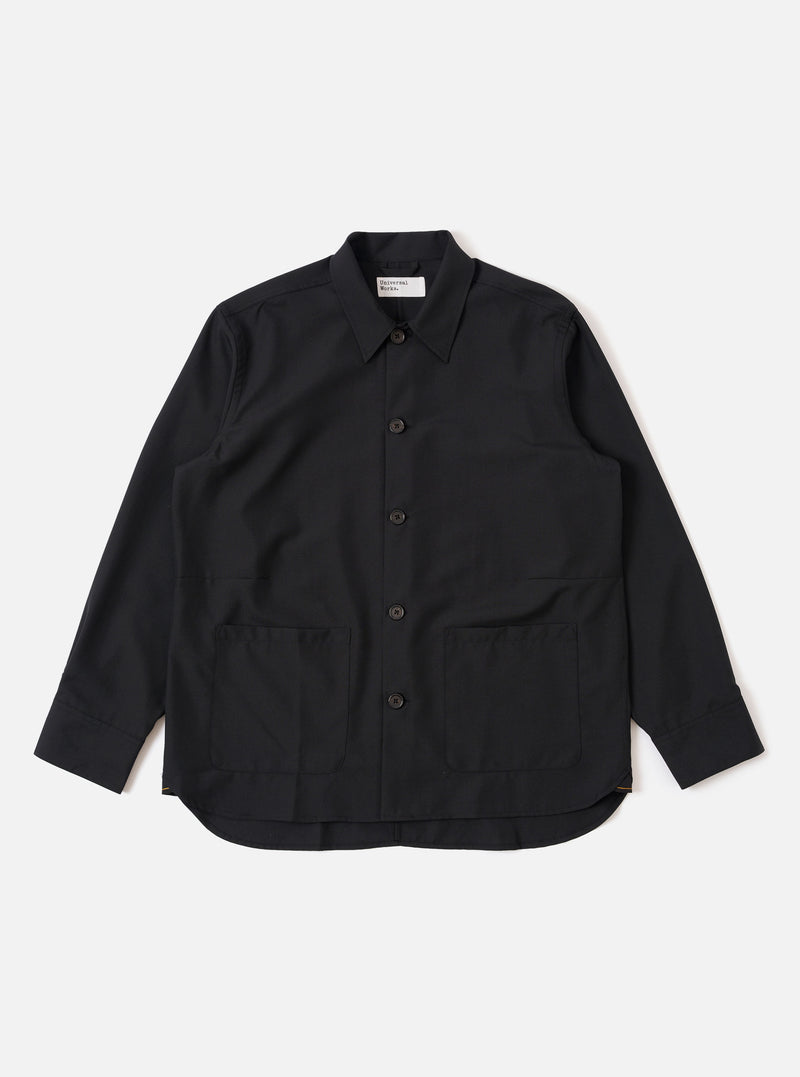 Black Tropical Suiting Travail Overshirt