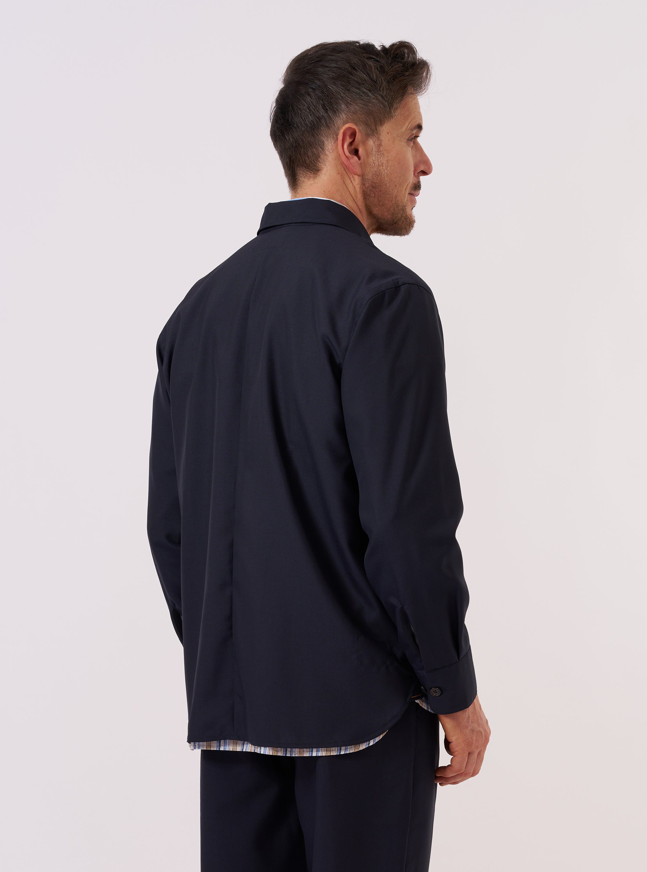 Men's Navy Tropical Suiting Travail Overshirt – Universal Works