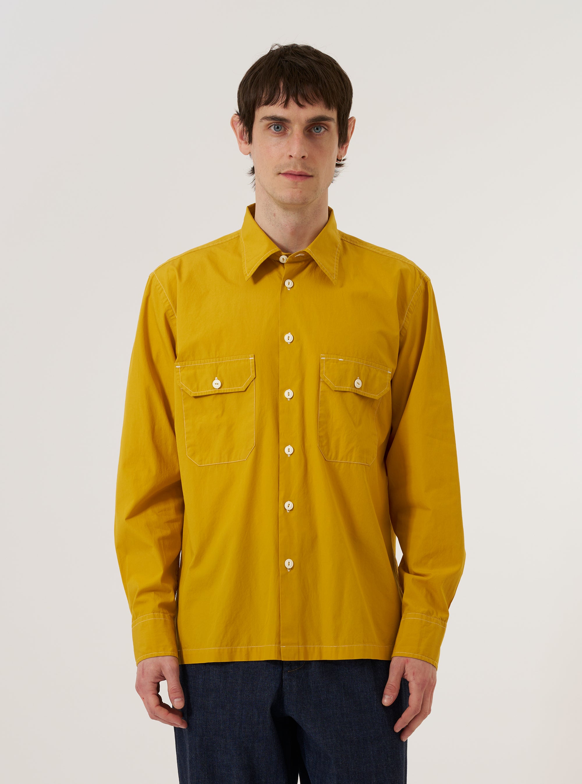 dress shirt yellow long sleeve button down Roper Women's Yellow Poplin Solid Western Shirt