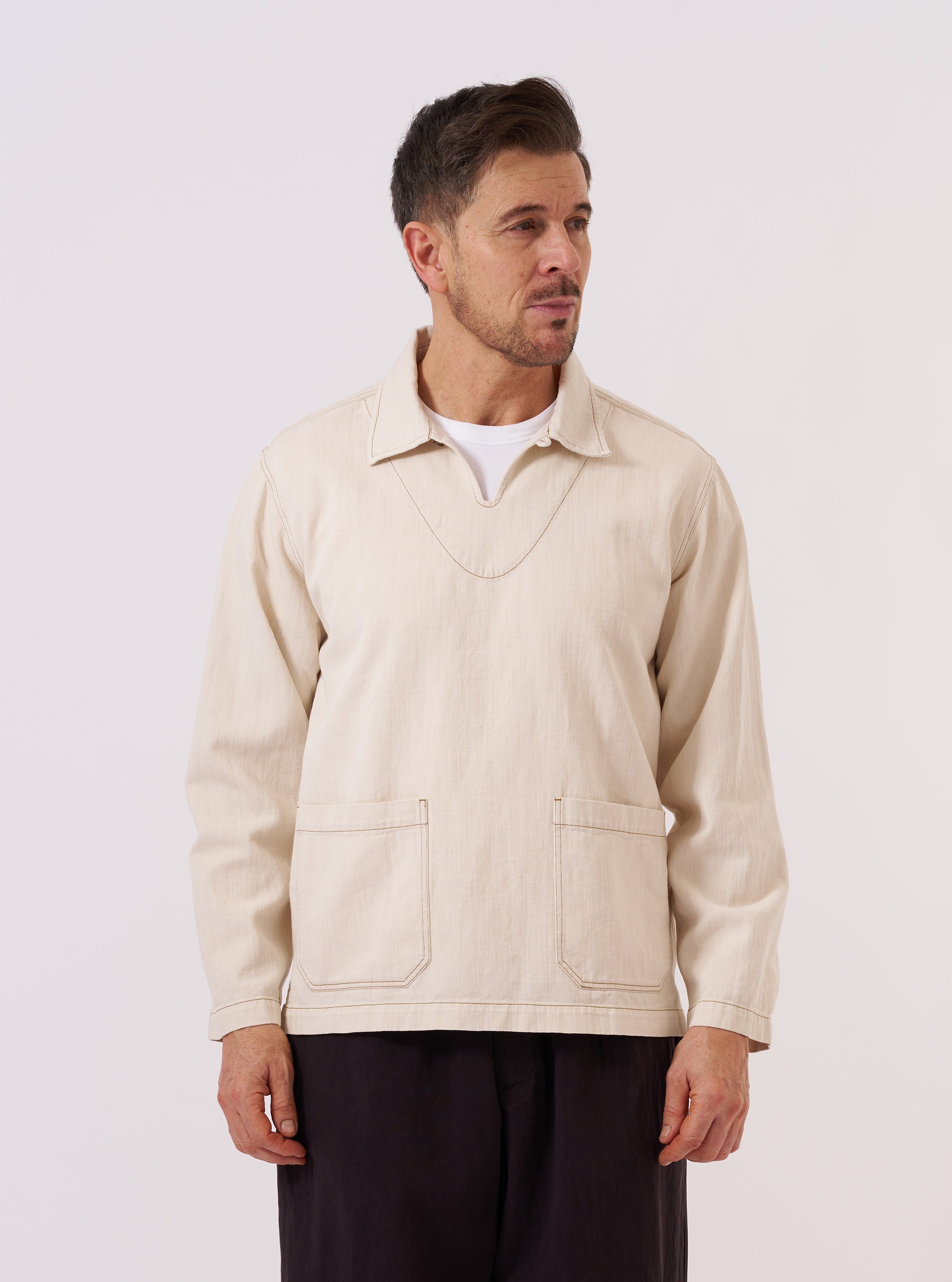 Men's Ecru Koko Cotlin Smock Overshirt – Universal Works