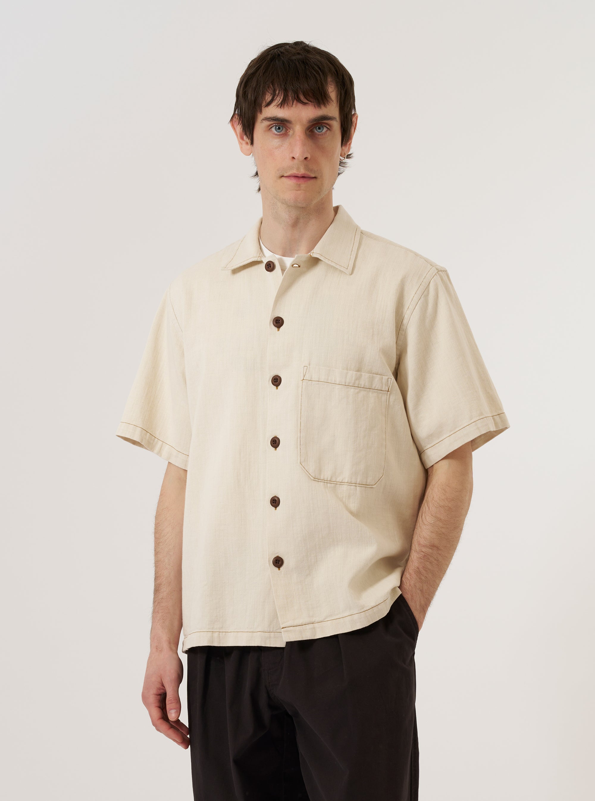 Men's Ecru Cotton-Linen S/S Fatigue Shirt – Universal Works