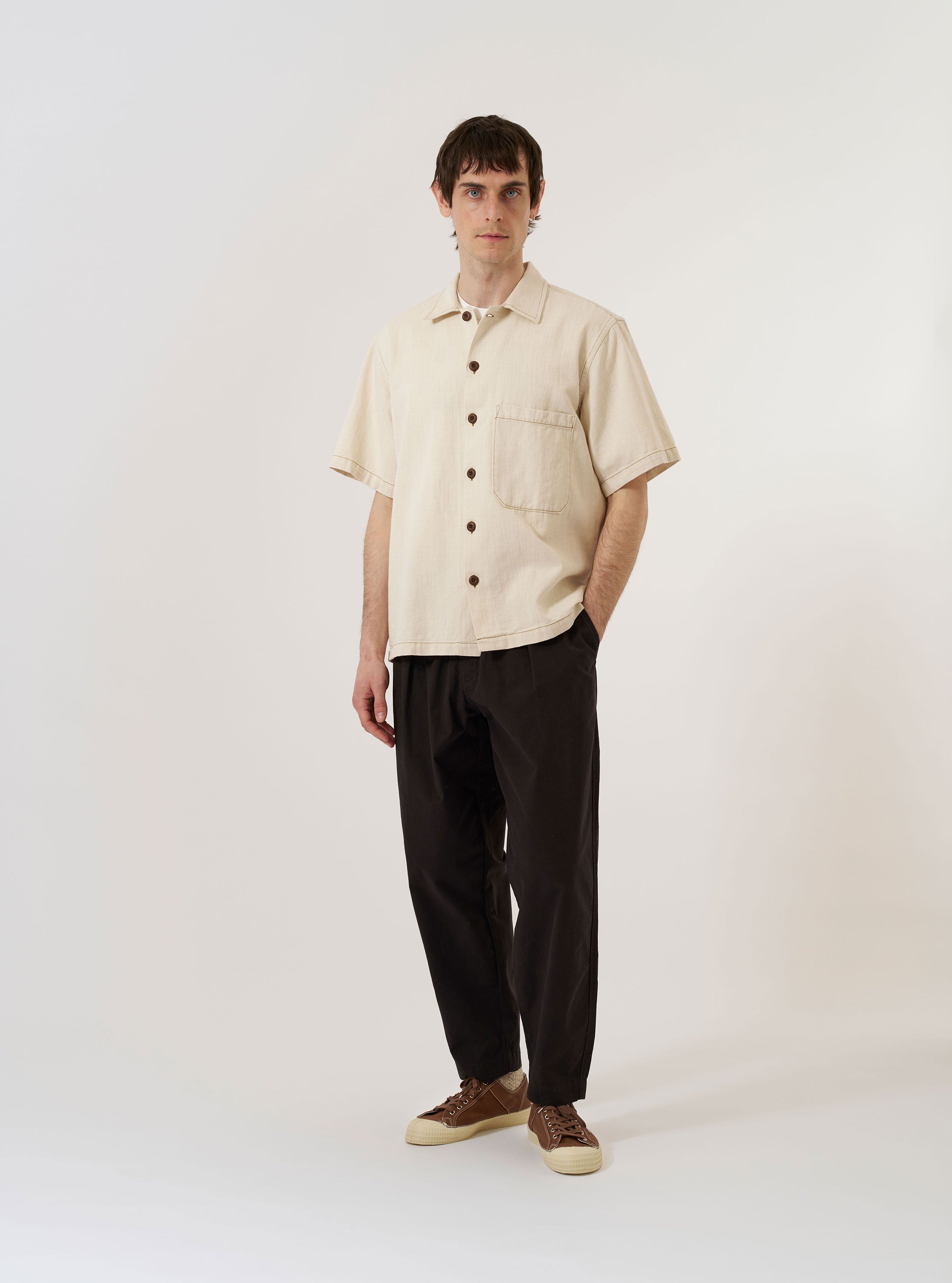 Men's Ecru Koko Cotlin S/S Fatigue Shirt – Universal Works
