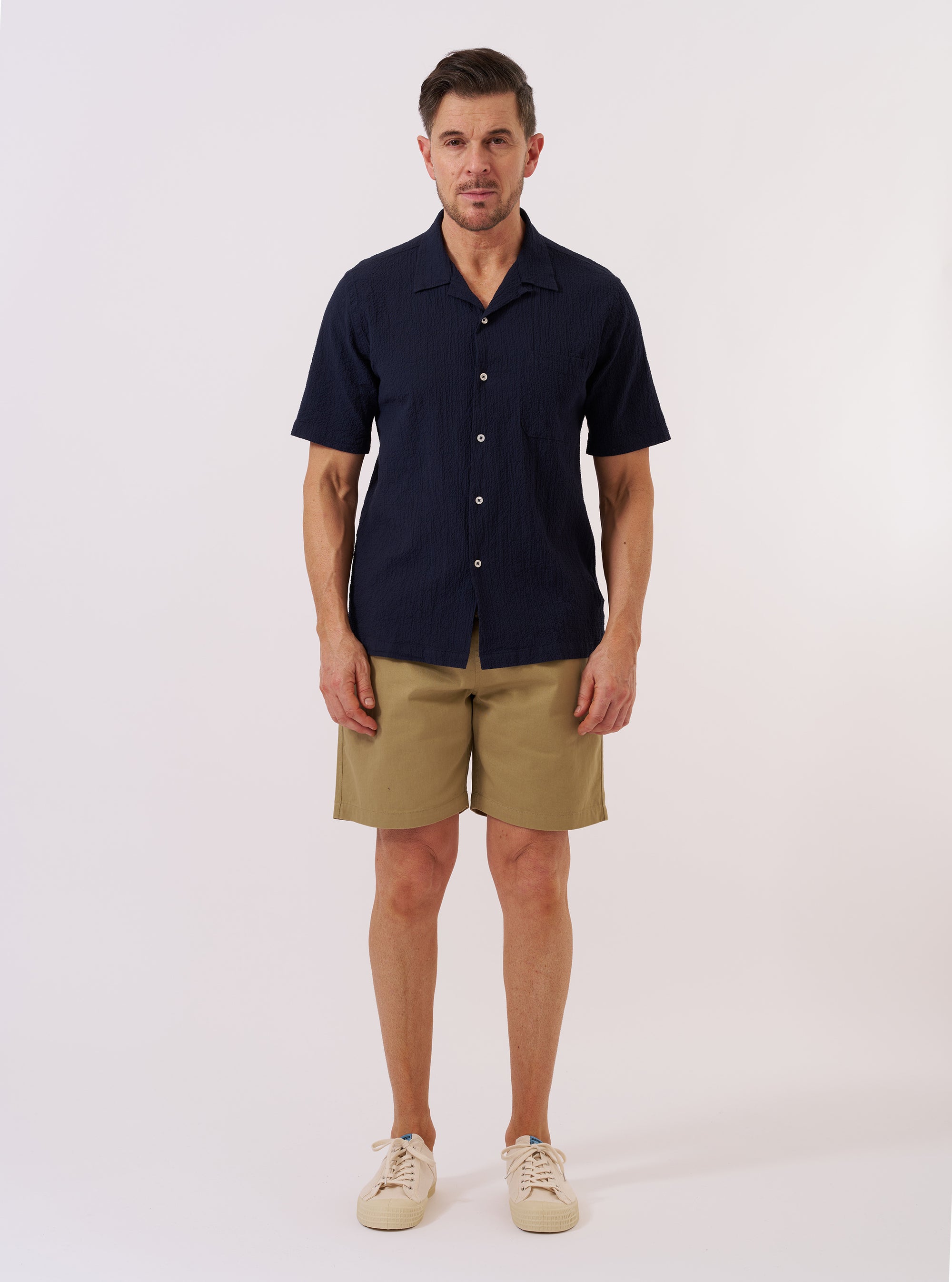 Navy Seersucker Shirting Road Shirt