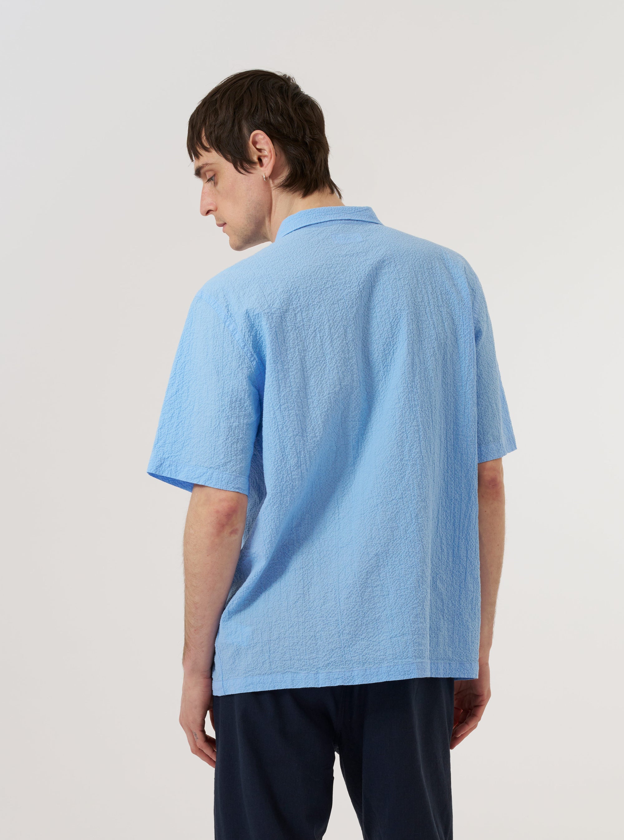 Sky Blue Seersucker Shirting Road Shirt