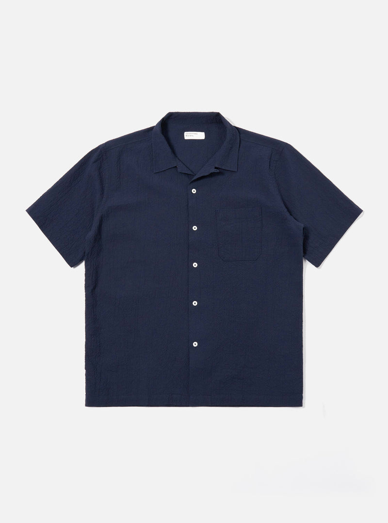 Navy Seersucker Shirting Road Shirt