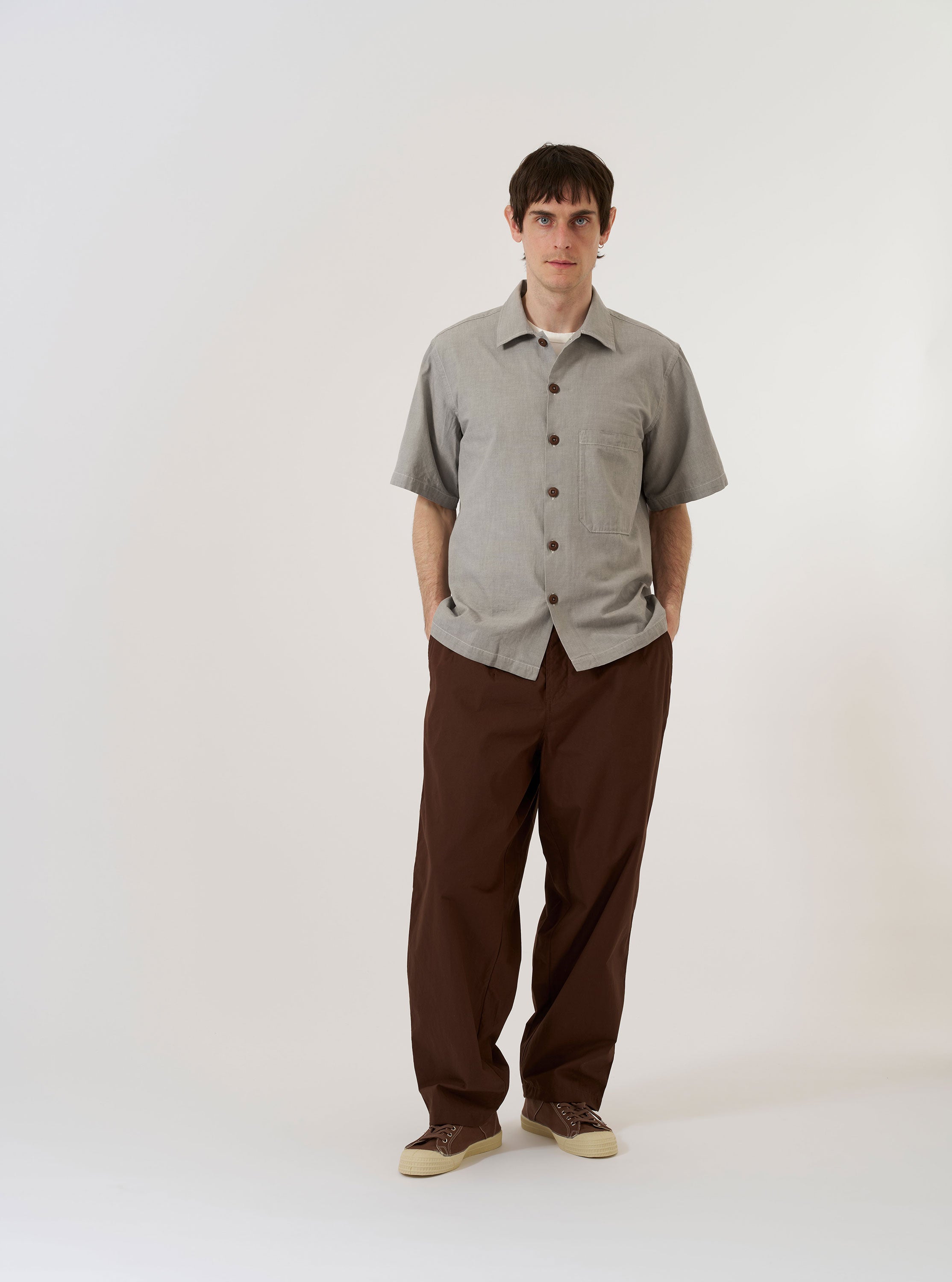 Men's Grey Izumi Cotton S/S Fatigue Shirt – Universal Works