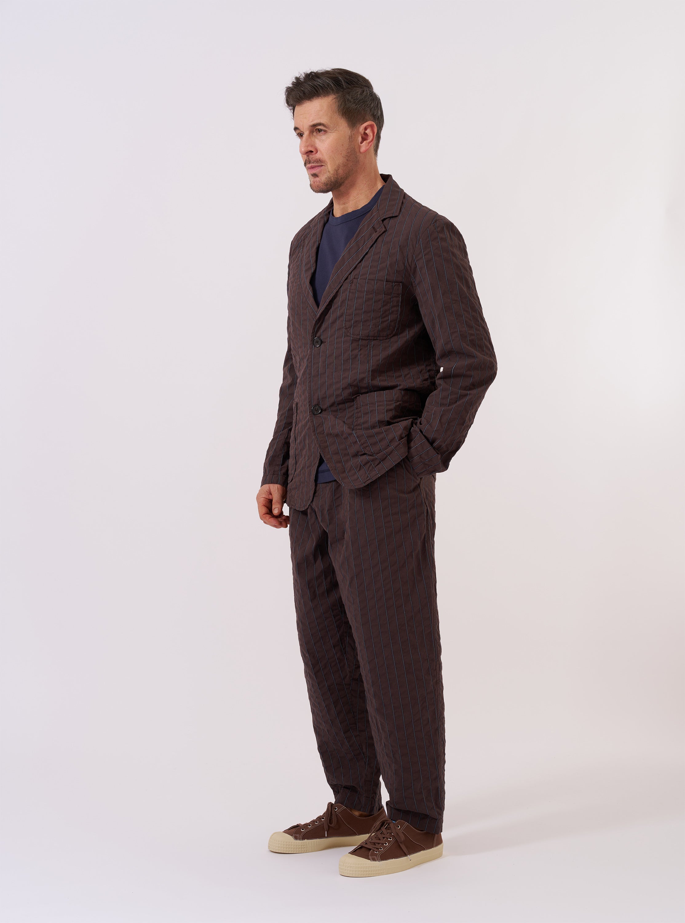 Men's Brown Chester Stripe Two Button Jacket – Universal Works