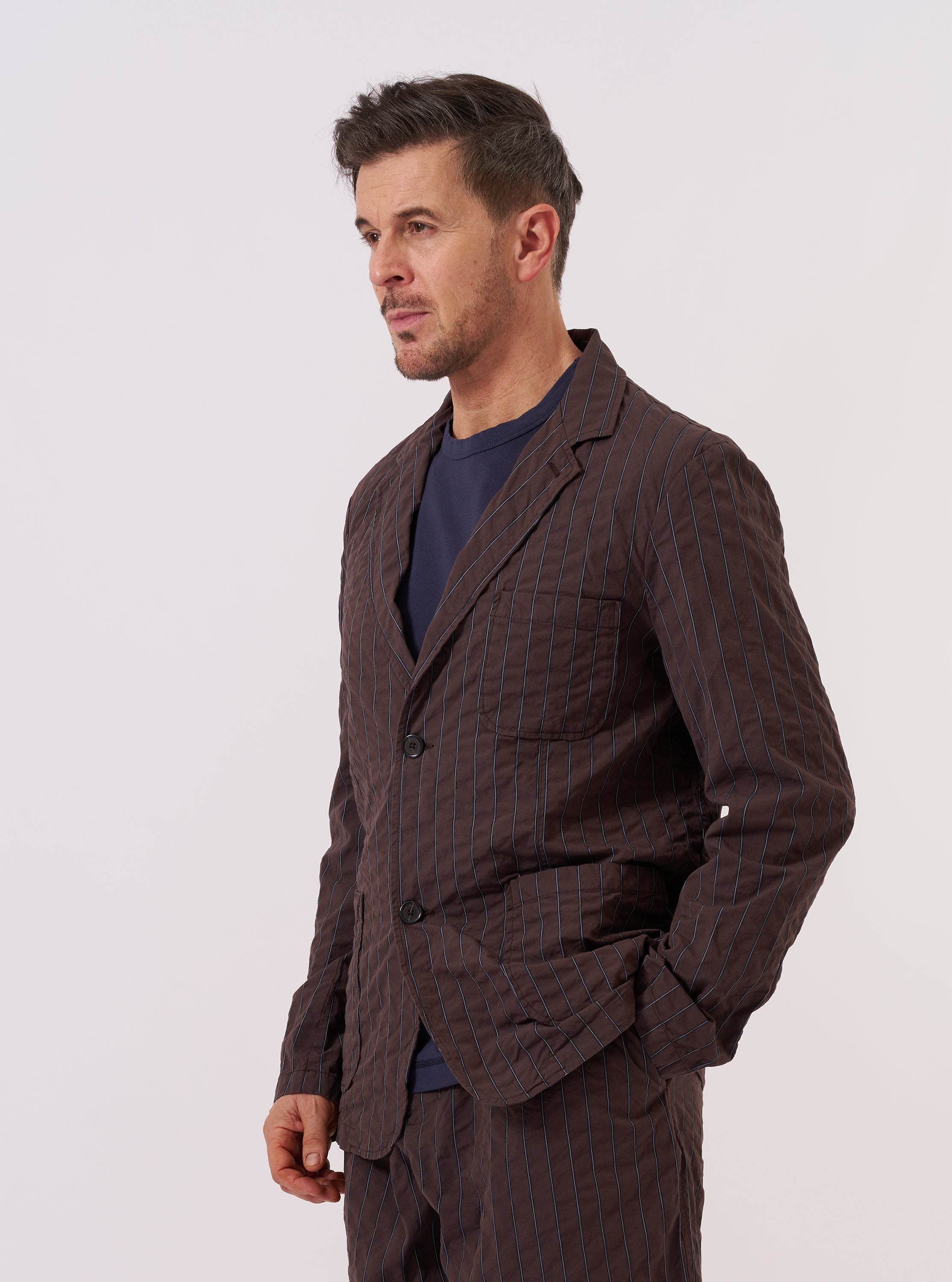 Men's Brown Chester Stripe Two Button Jacket – Universal Works