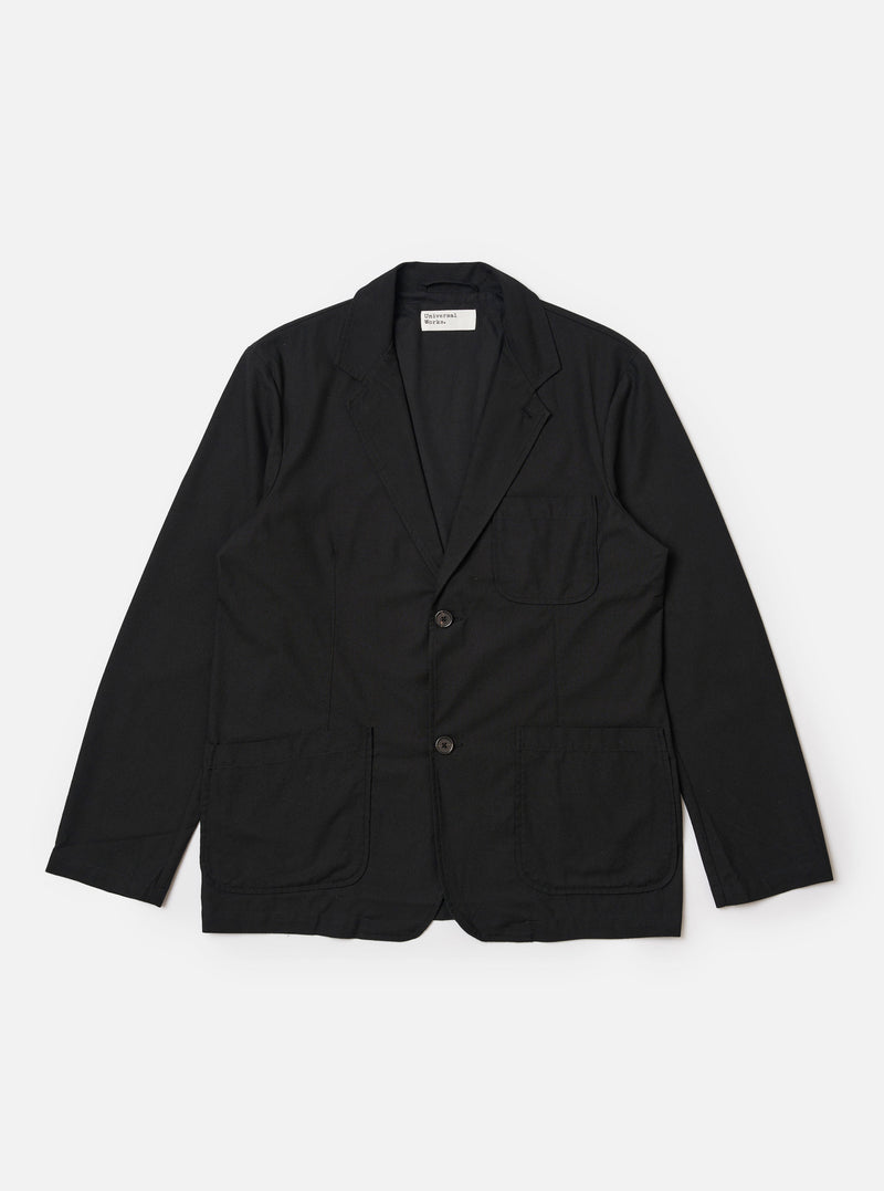 Black Valencia Cotton Two Button Jacket