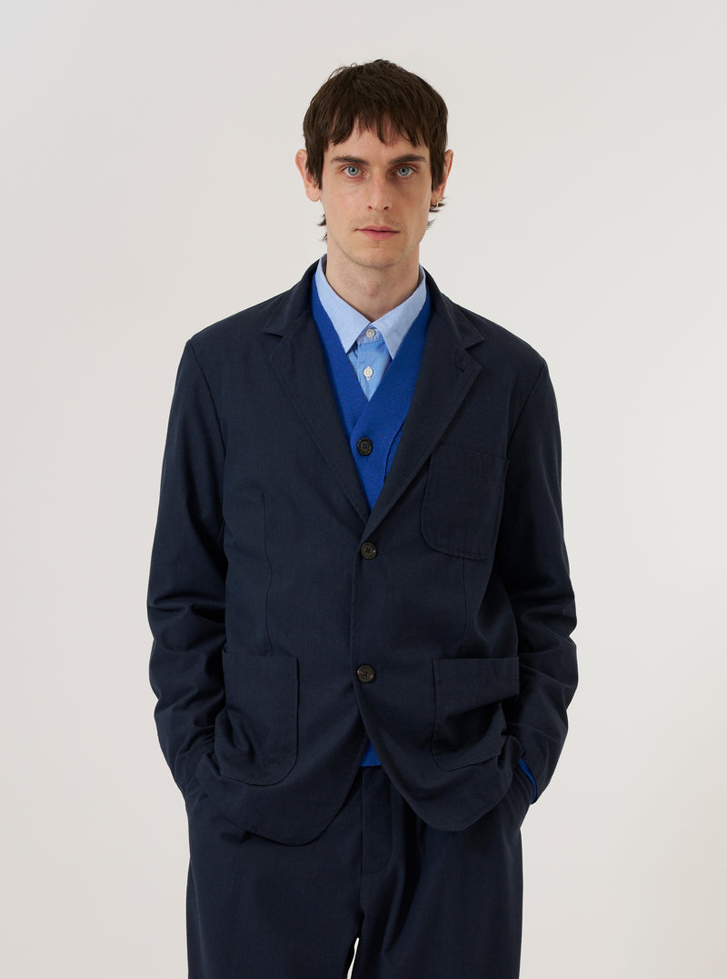 Navy Valencia Cotton Two Button Jacket