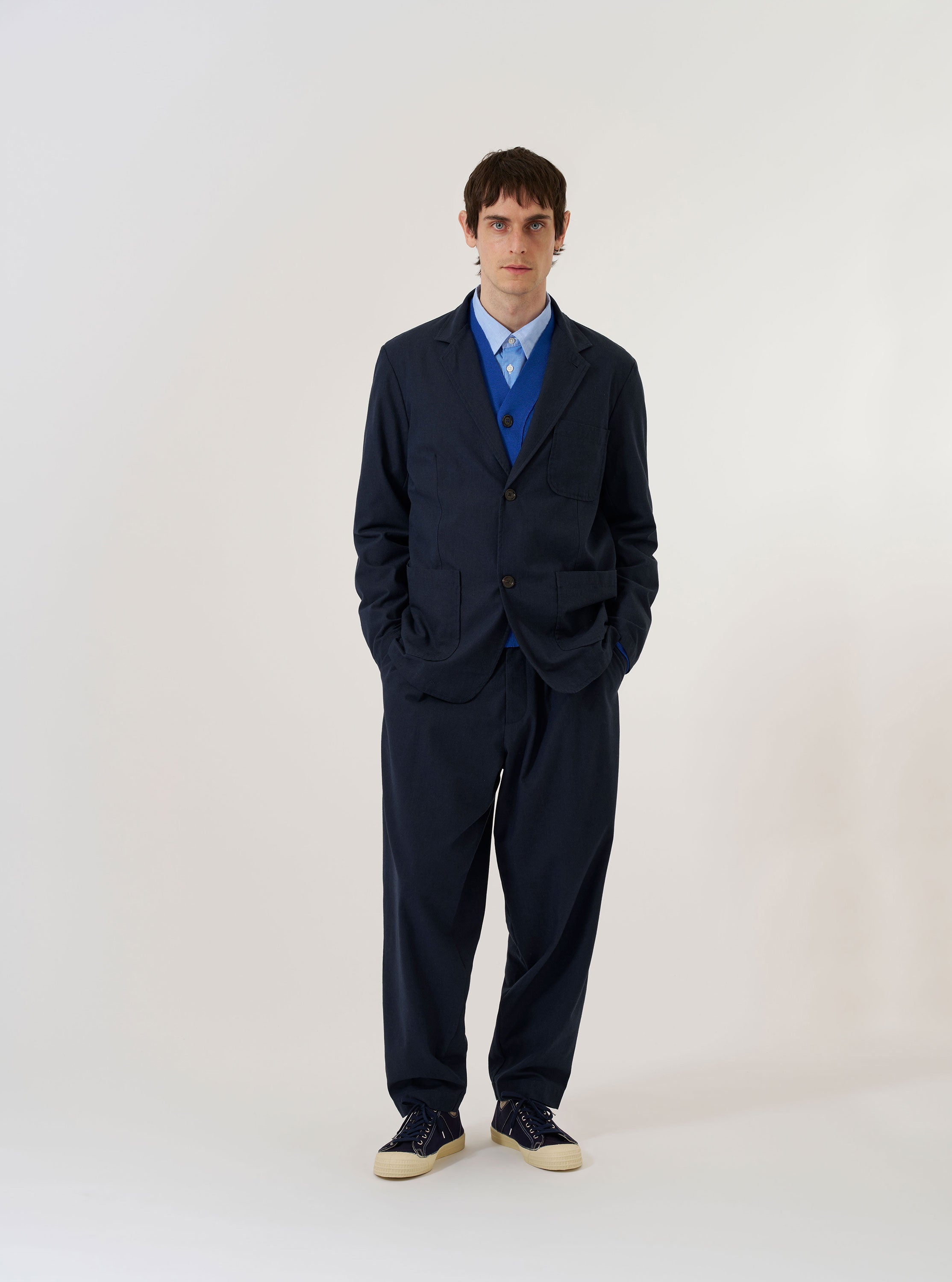Men's Navy Cotton Two Button Suit Jacket – Universal Works