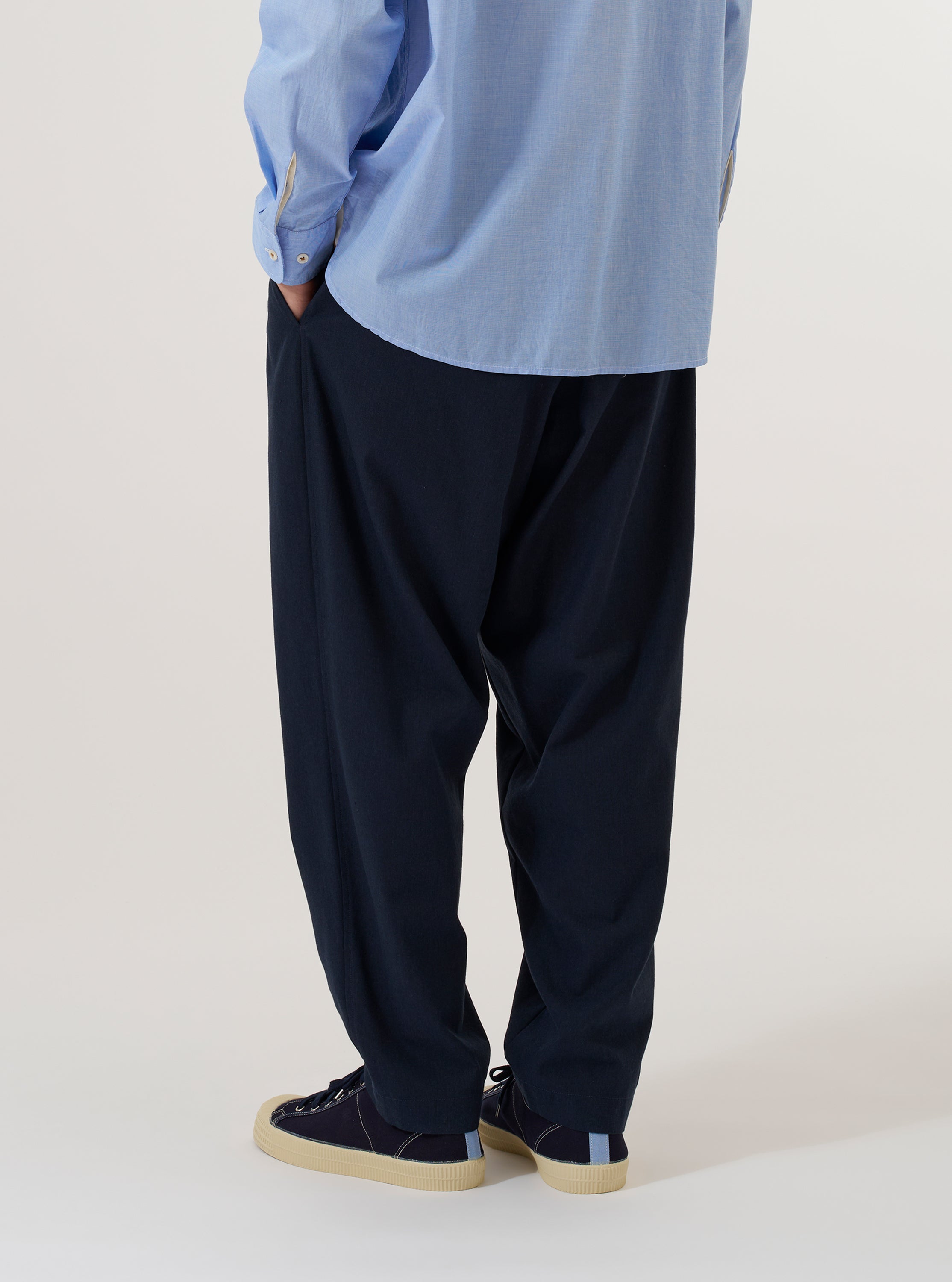 Men's Navy Cotton Pleated Track Pant – Universal Works
