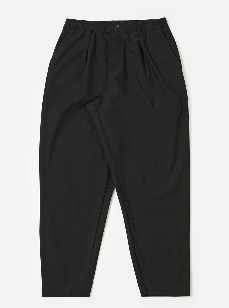 Black Valencia Cotton Pleated Track Pant