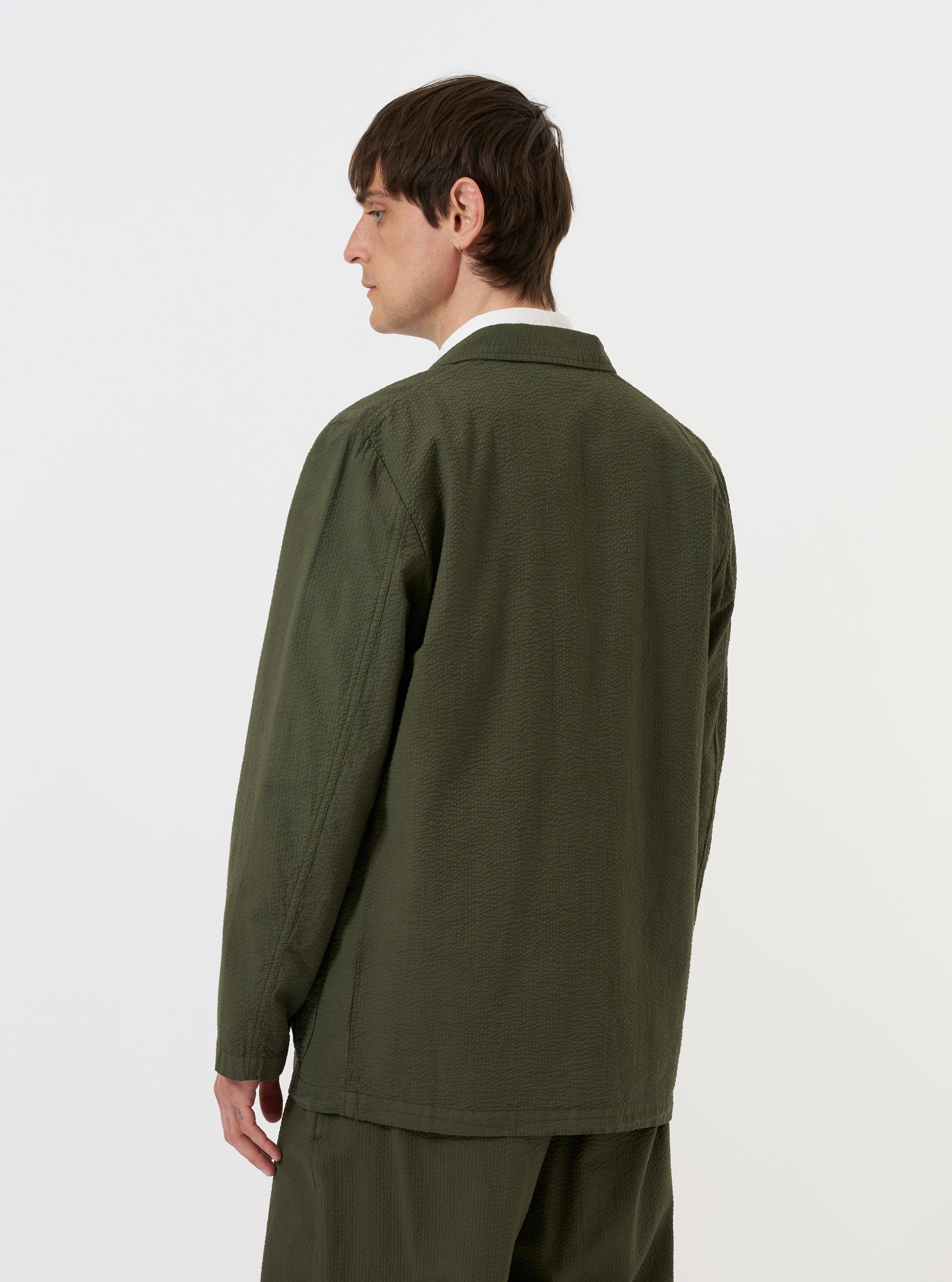 Universal Works Olive Lucca Suiting Three Button Jacket | King's Cross