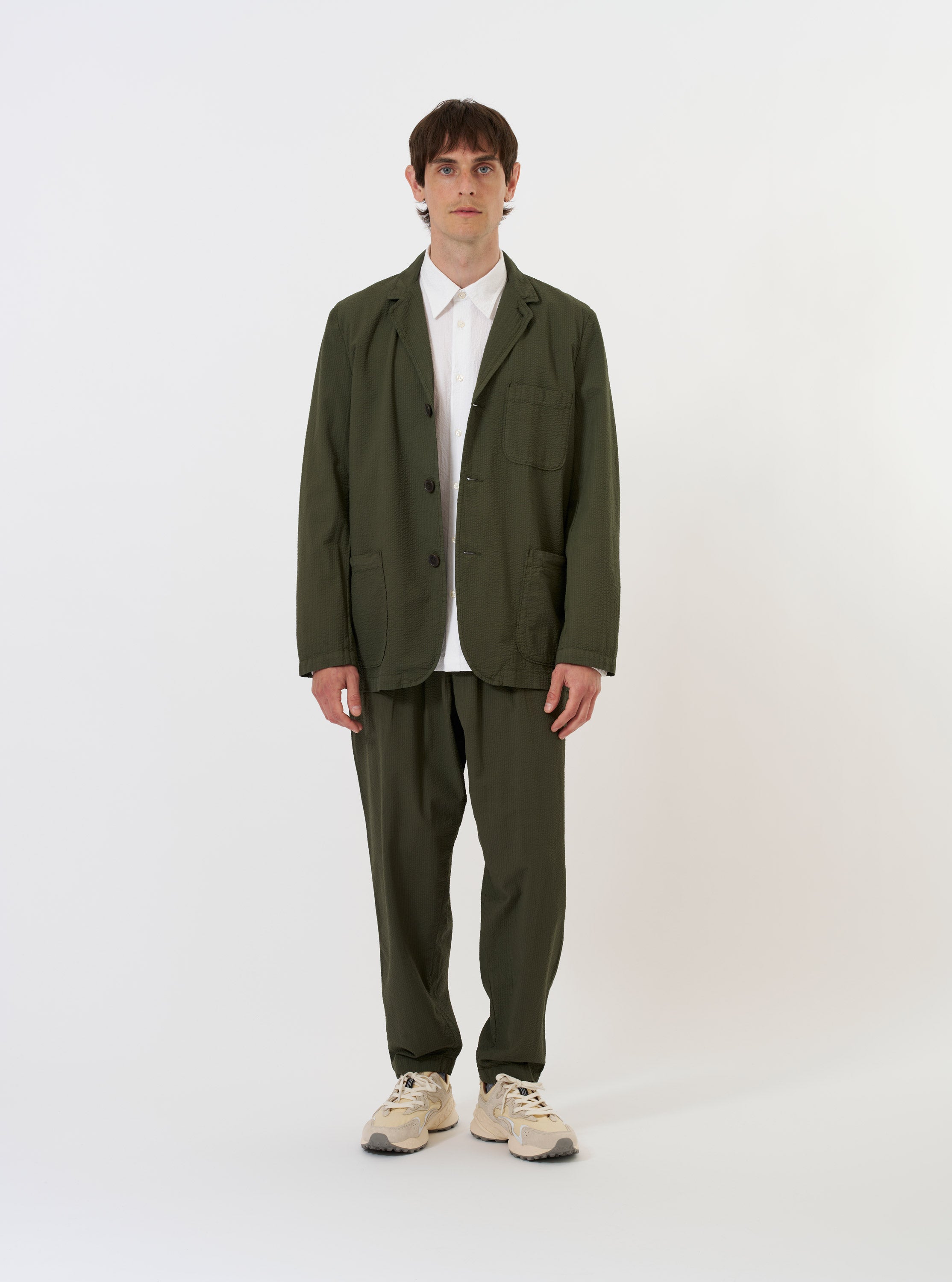 Men's Olive Merida Seersucker Three Button Jacket – Universal Works