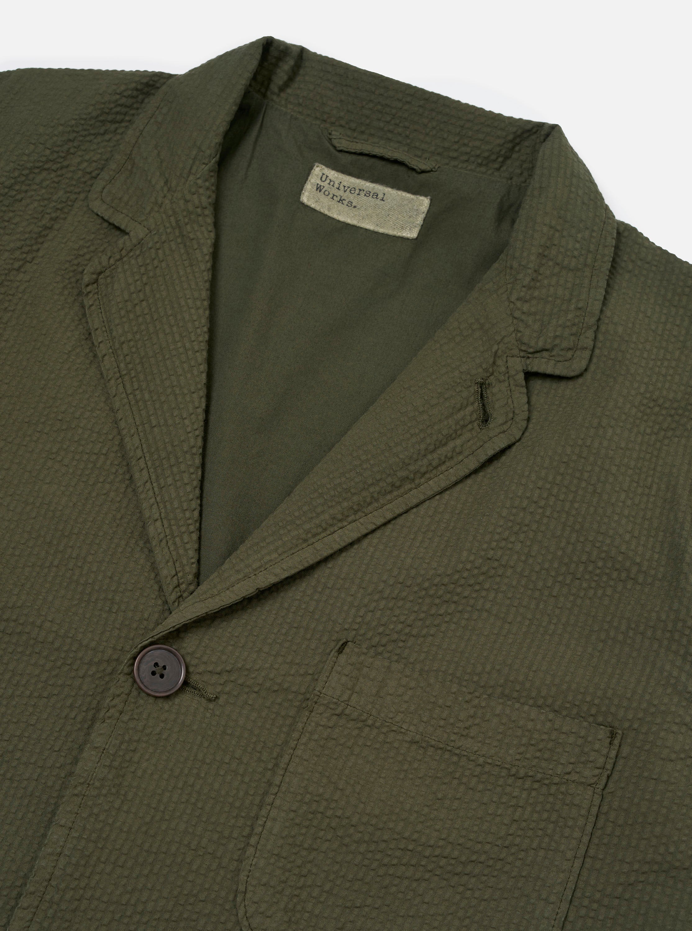Men's Olive Merida Seersucker Three Button Jacket – Universal Works