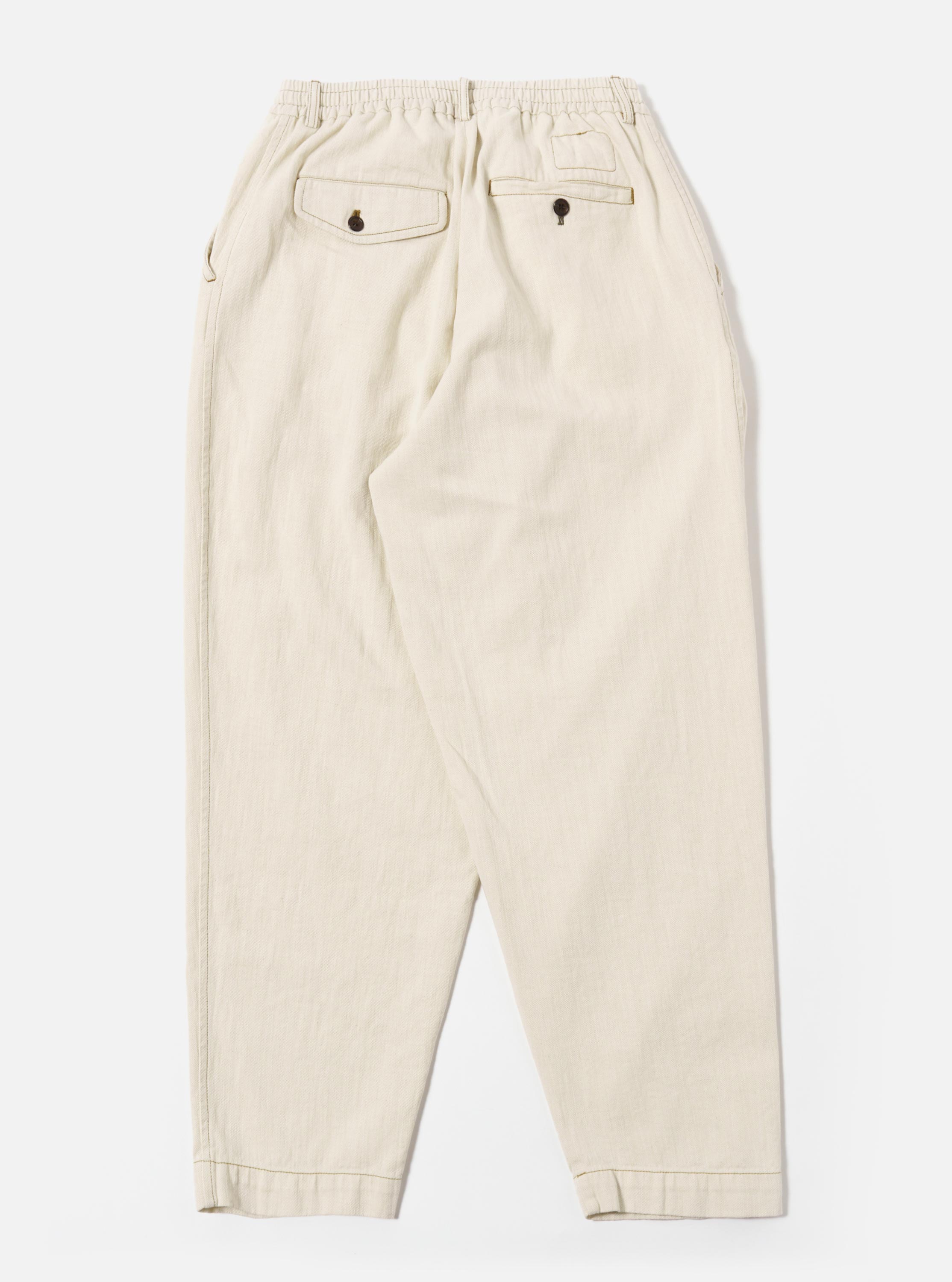 Men's Ecru Cotton-Linen Pleated Track Pant – Universal Works