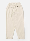 The Ecru Koko Cotlin Pleated Track Pant is shown from the back as a flat lay against a plain white background. The image highlights the elasticated waistband and two rear pockets, including one with a buttoned flap and one buttoned jetted pocket. The ecru-colored cotton-linen fabric features a visible slubby texture.
