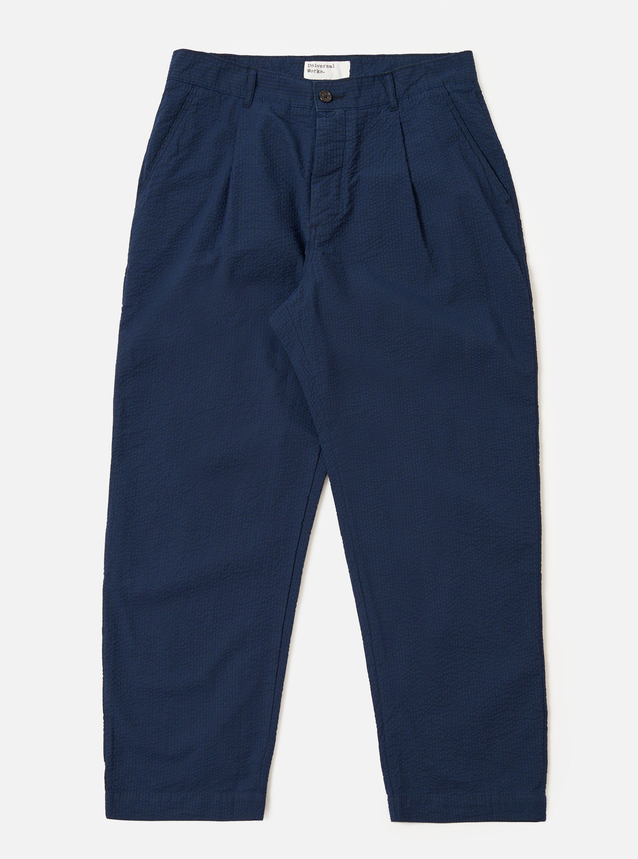 Men's Navy Seersucker Striped Duke Wide Leg Pant – Universal Works