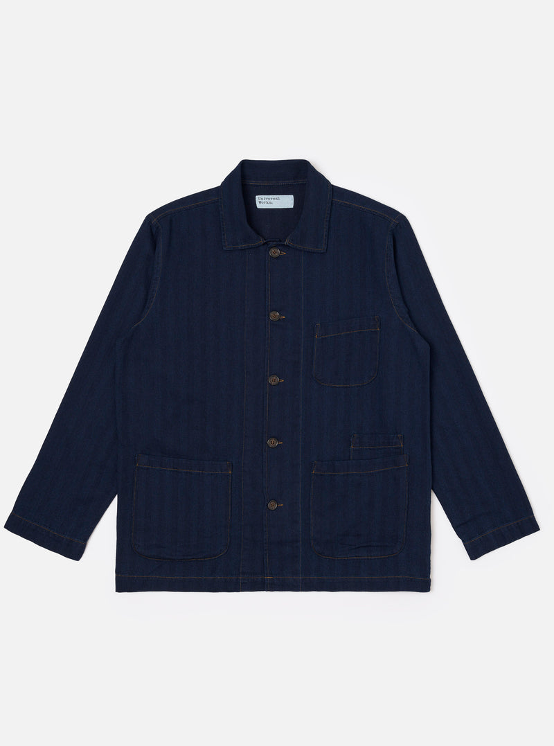 Indigo Recycled Herringbone Bakers Overshirt