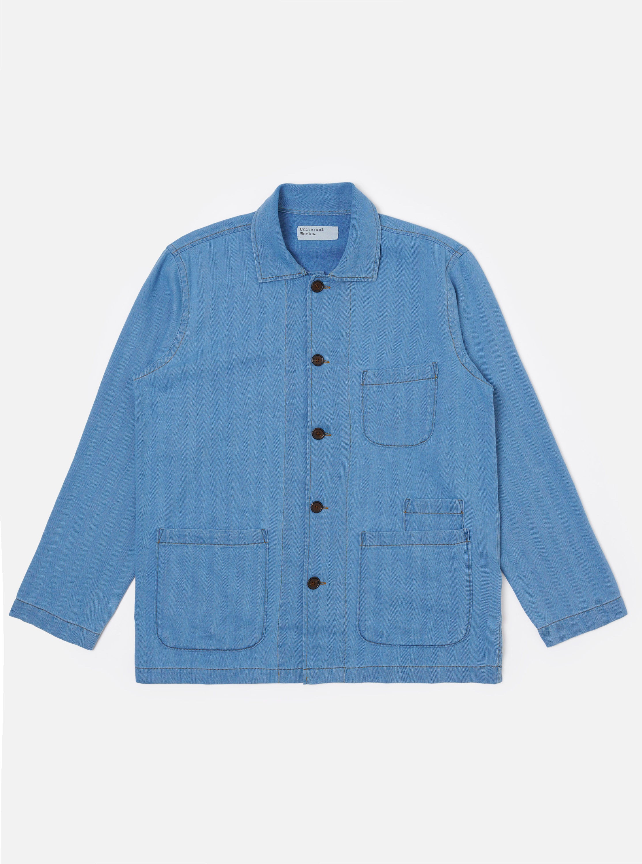 Men's Washed Indigo Recycled Herringbone Bakers Overshirt