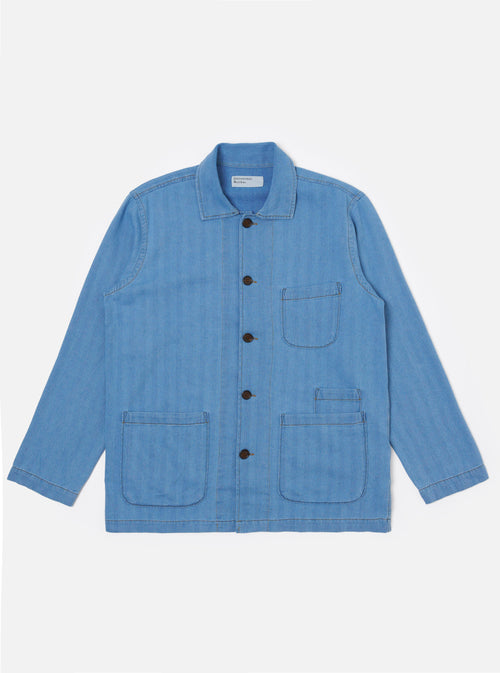 Washed Indigo Recycled Herringbone Bakers Overshirt