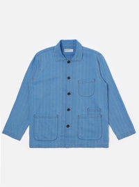 Washed Indigo Recycled Herringbone Bakers Overshirt