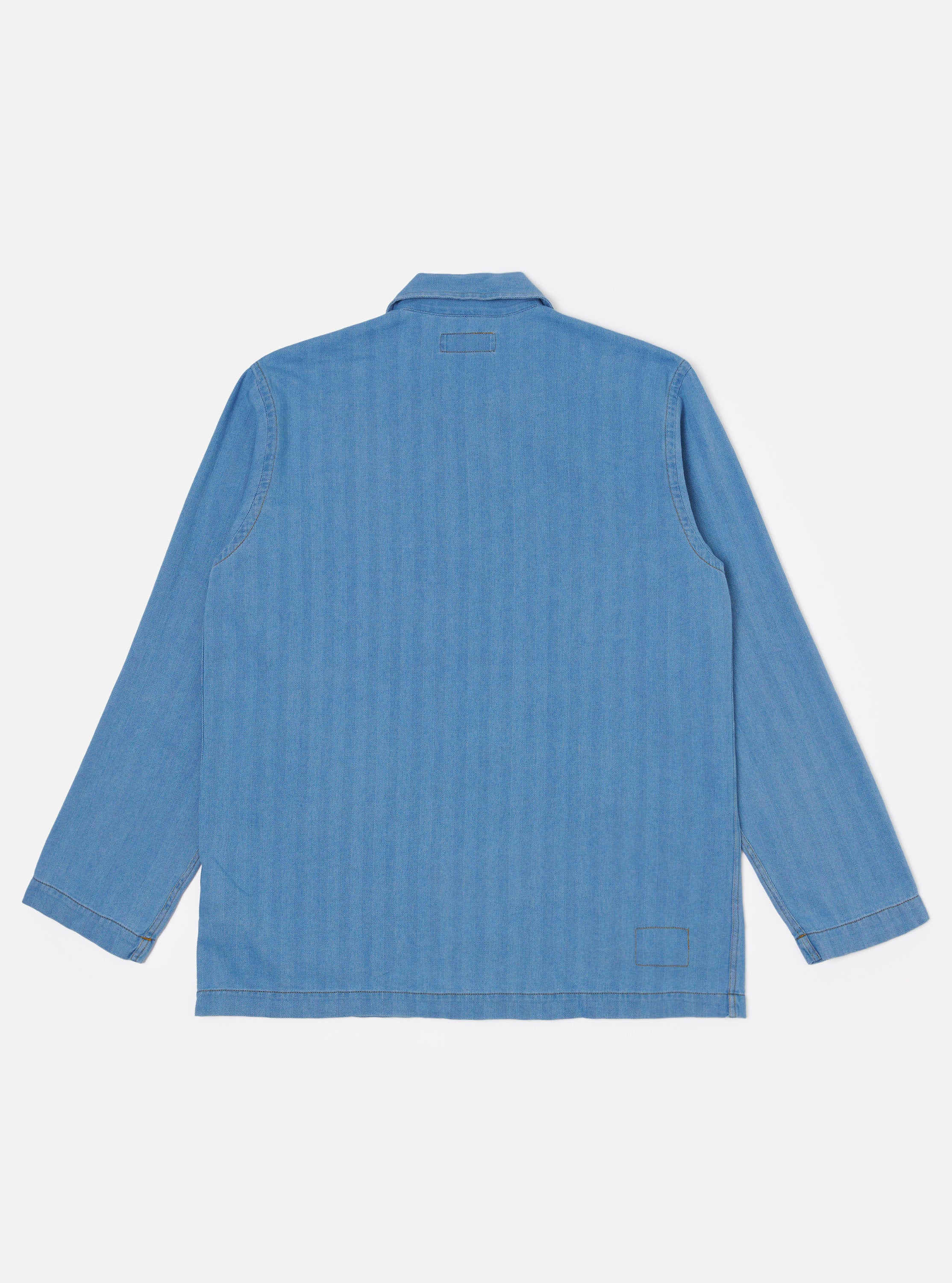 Men's Washed Indigo Recycled Herringbone Bakers Overshirt