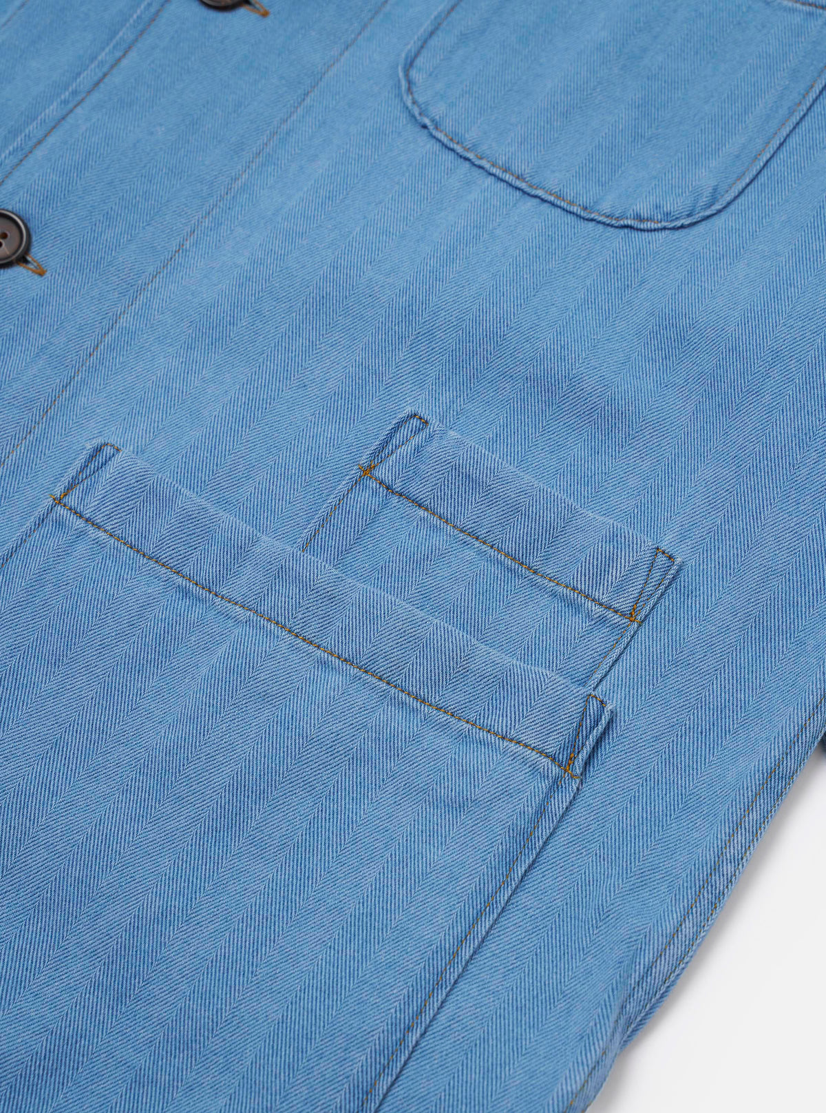 Washed Indigo Recycled Herringbone Bakers Overshirt