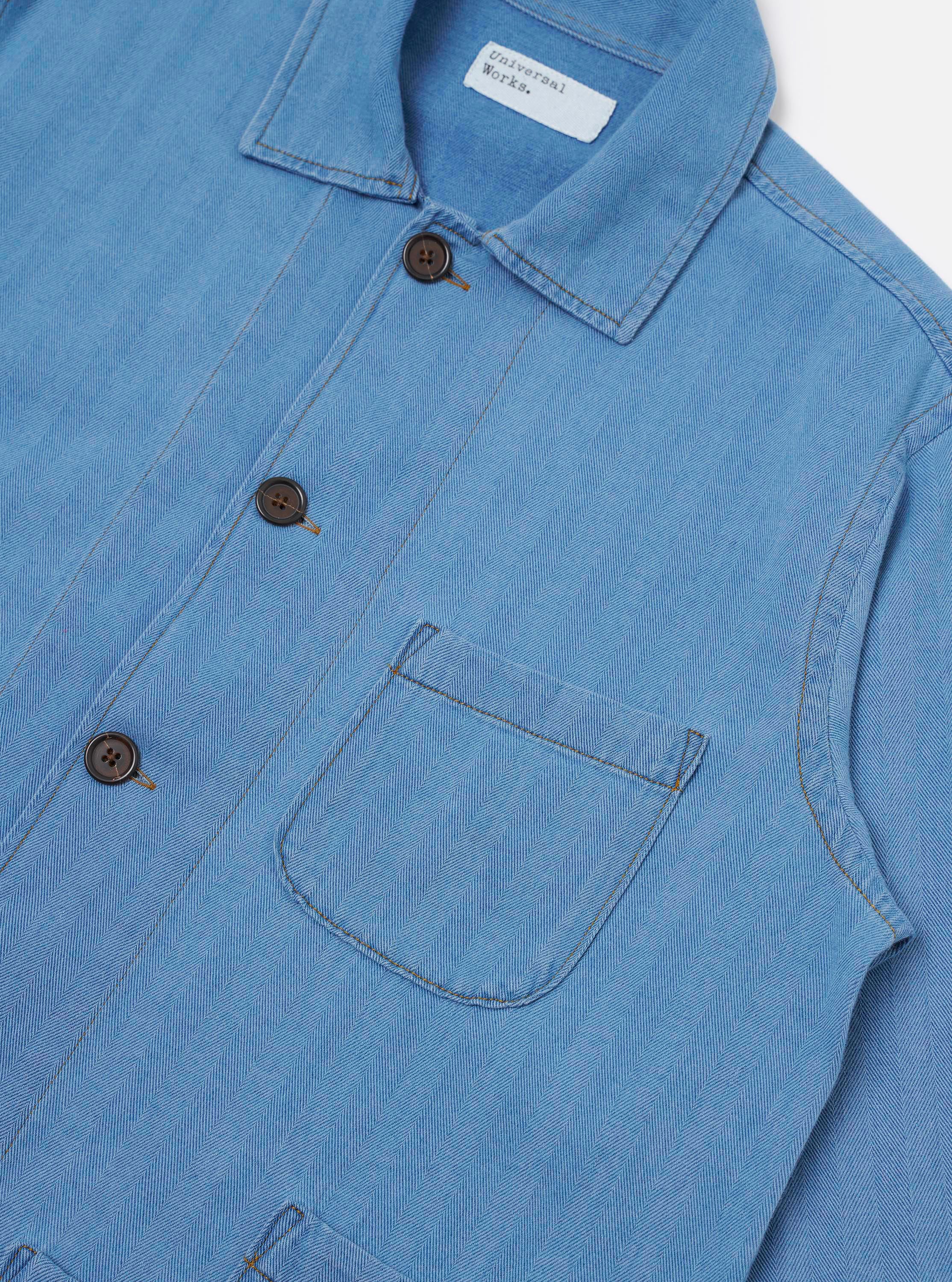 Men's Washed Indigo Recycled Herringbone Bakers Overshirt