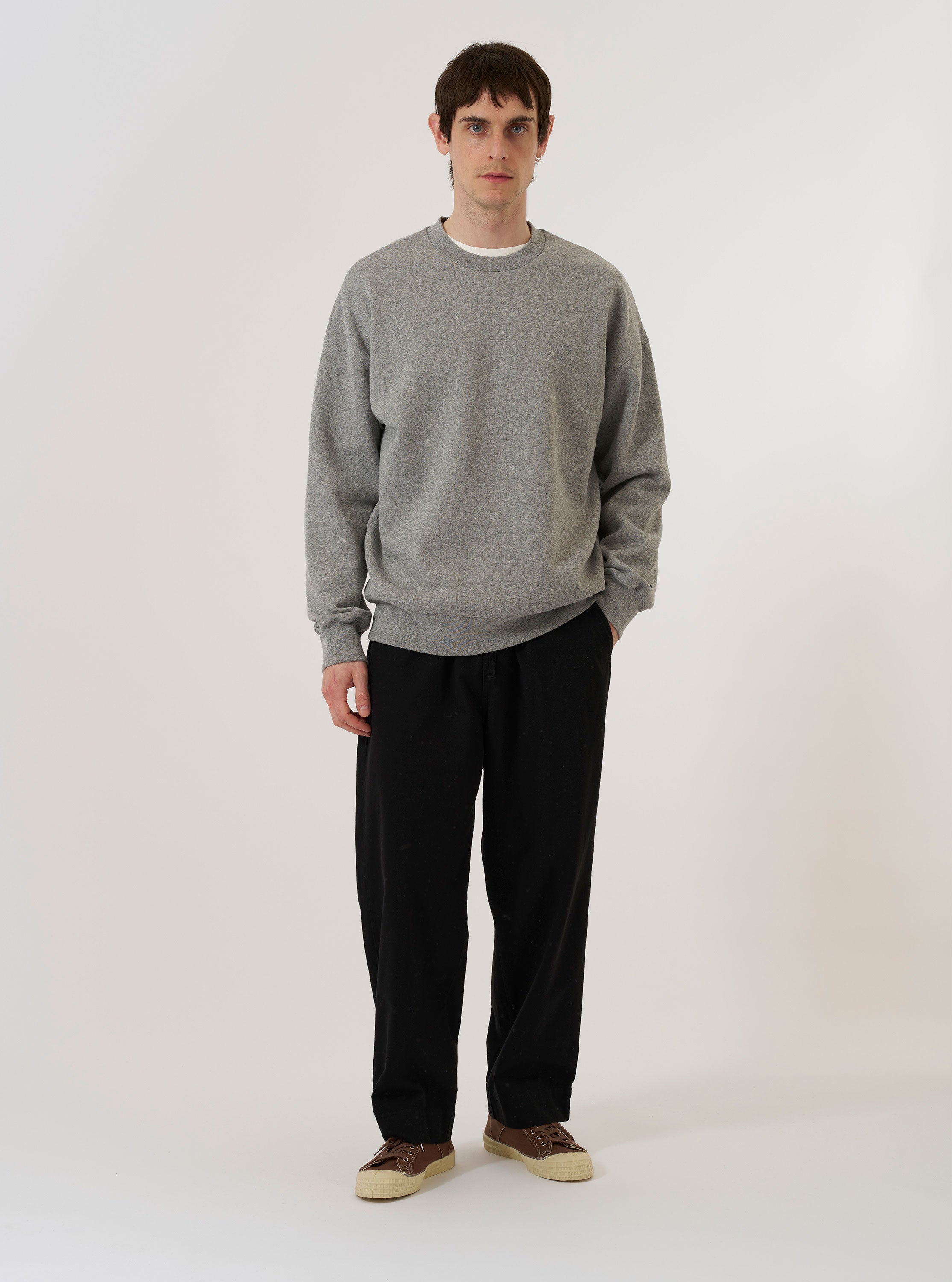 Men's Grey Marl Recycled Cotton Blend Jersey Loose Sweatshirt