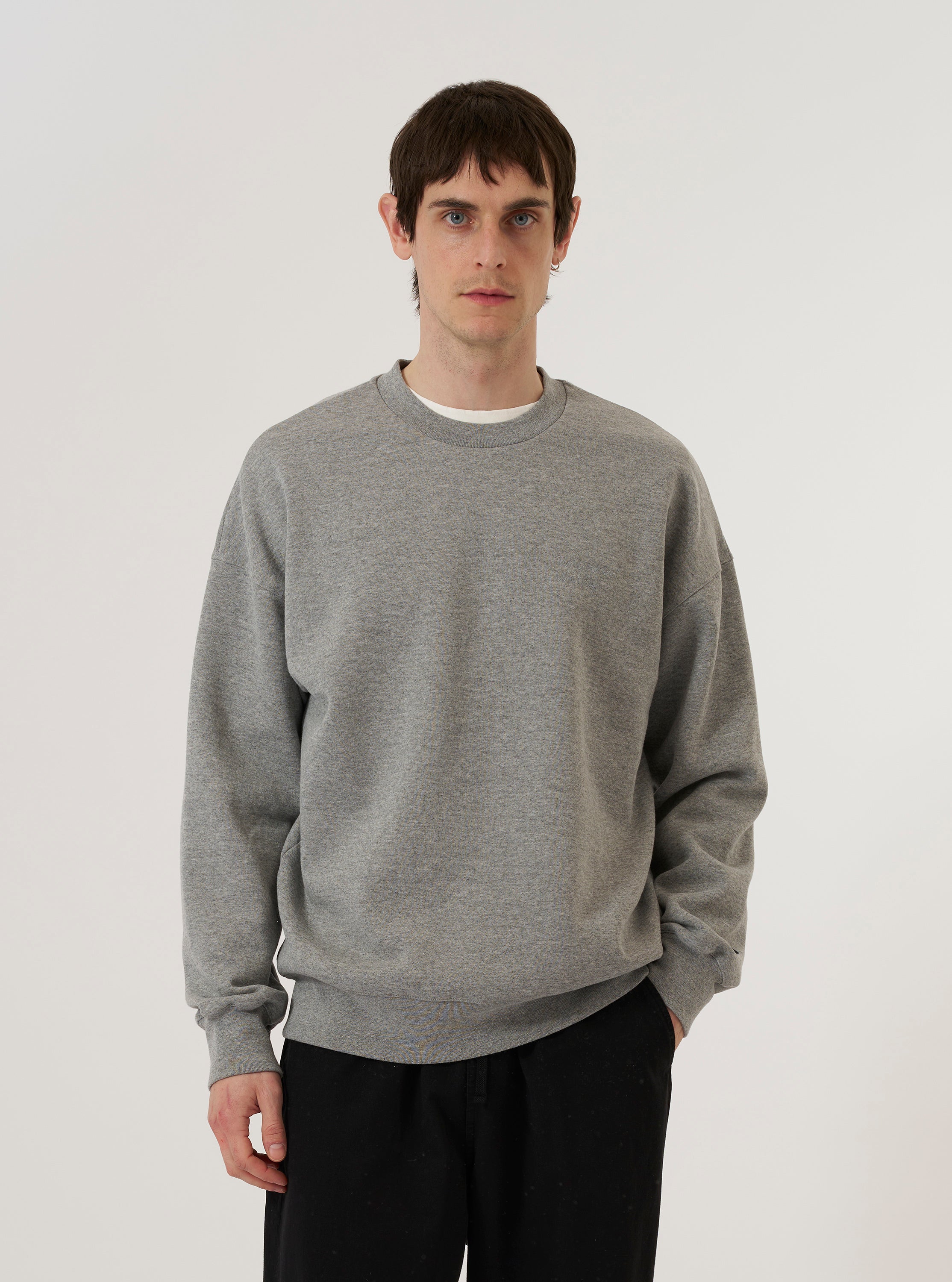 Men's Grey Marl Recycled Cotton Blend Jersey Loose Sweatshirt